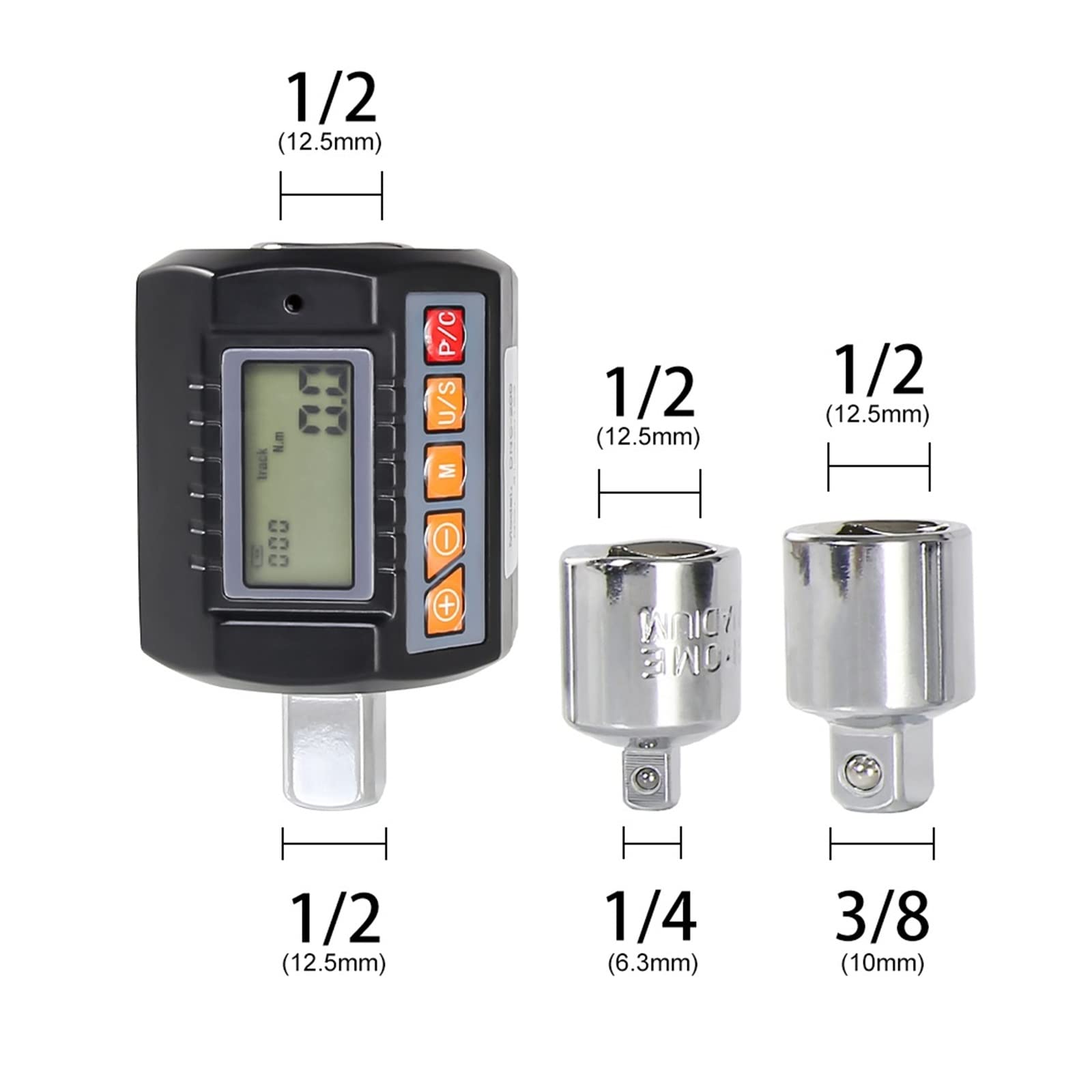 Misuratore di coppia digitale 1/2 regolabile for riparazione auto di biciclette Adattatore di coppia digitale Misuratore di coppia elettronico Utensili manuali(13.5-135Nm)