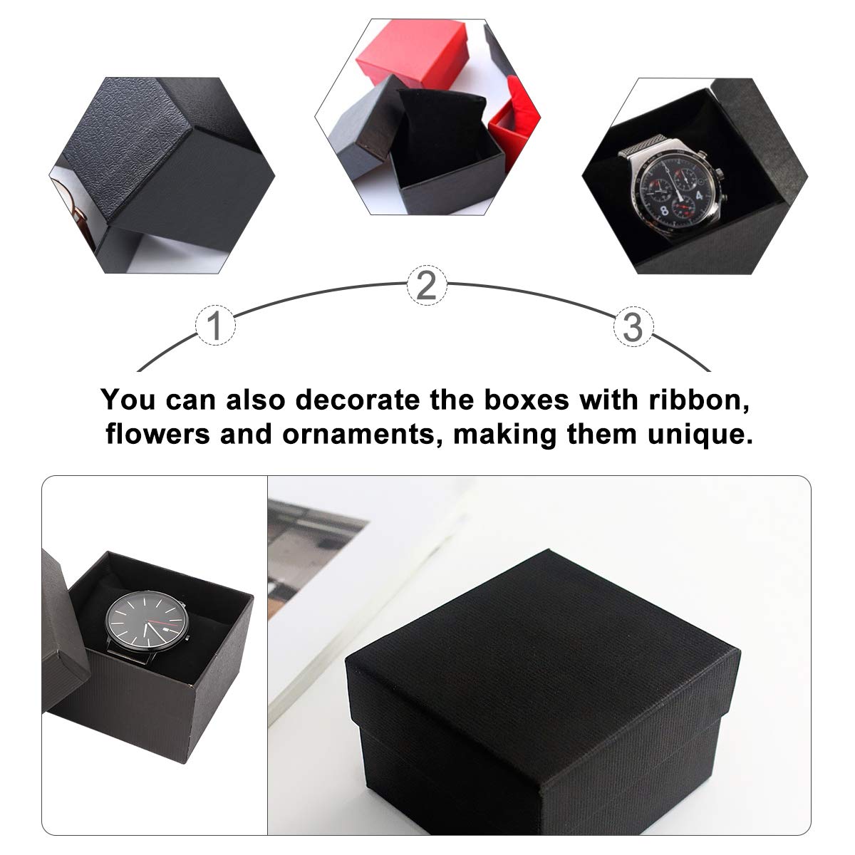 Boîte à bijoux montre cadeau d'anniversaire simple et petite