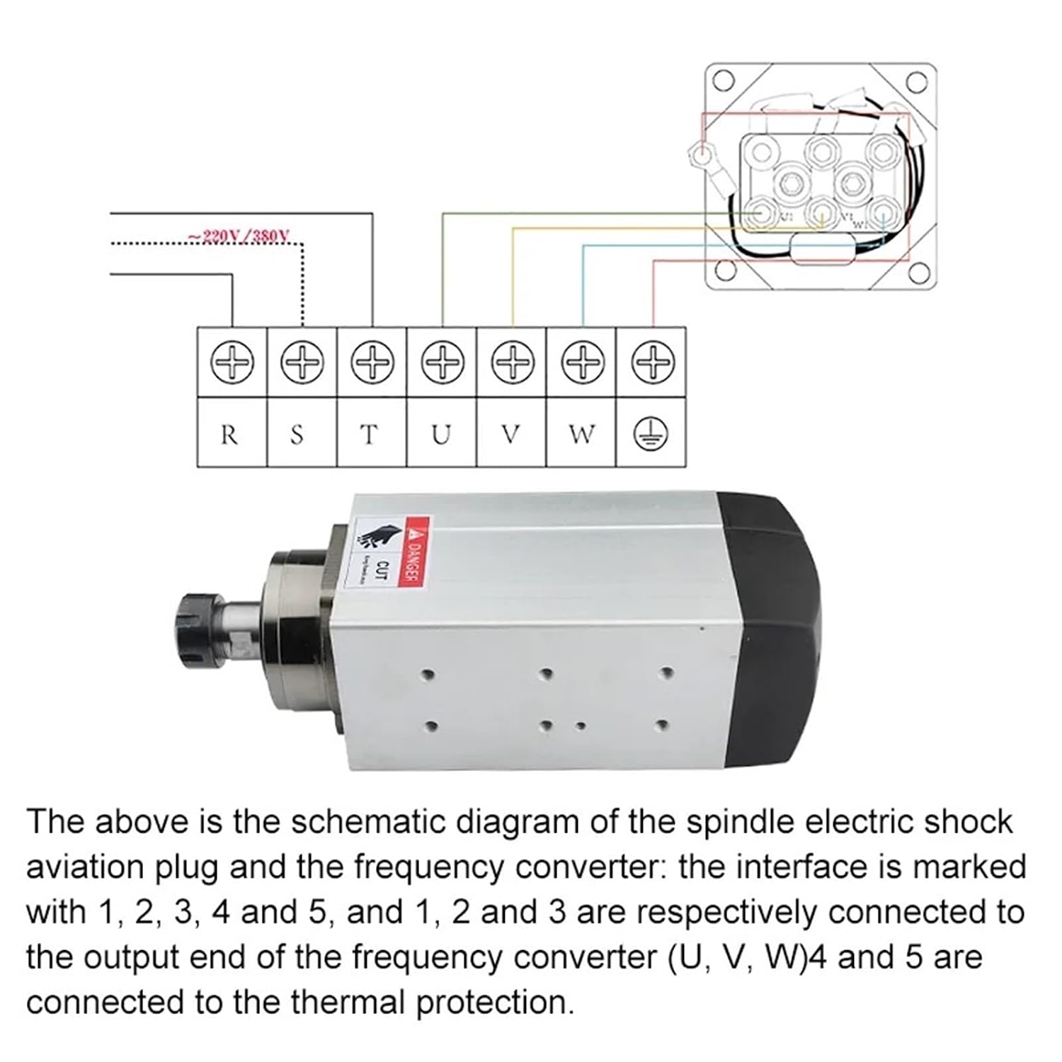 Electronic Starter 4.5kw Air-Cooled Electronic Starter 380V 220V 18000rpm Chuck Nut ER25 for Milling Machine Router Machine Tool(4.5kw ER25 220V)