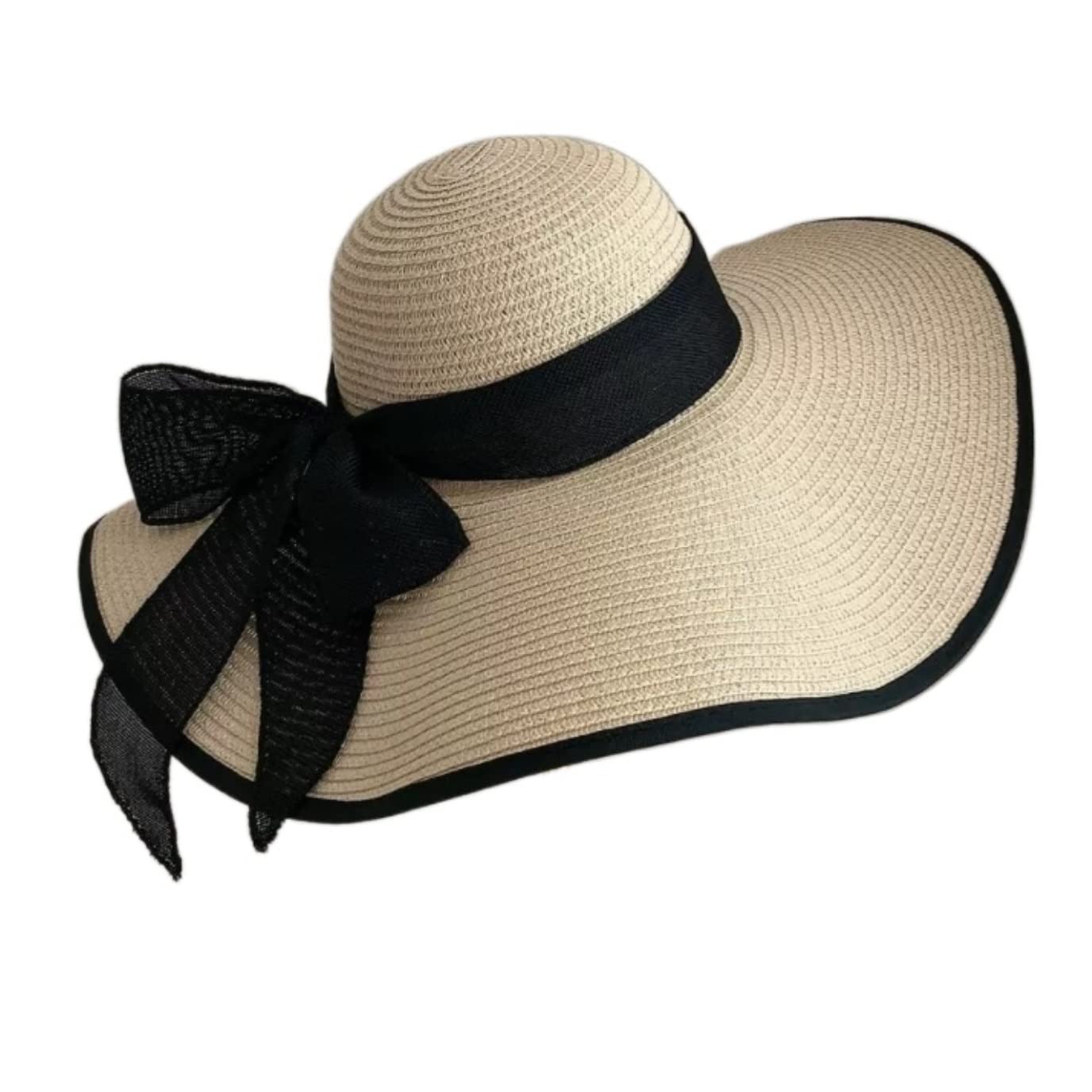 Sombrero de Playa Plegable, Sombrero De Paja Verano para Mujer, Playa ala Ancha Grande, Flexible para El Sol para Adultos Sombrero Playa Verano