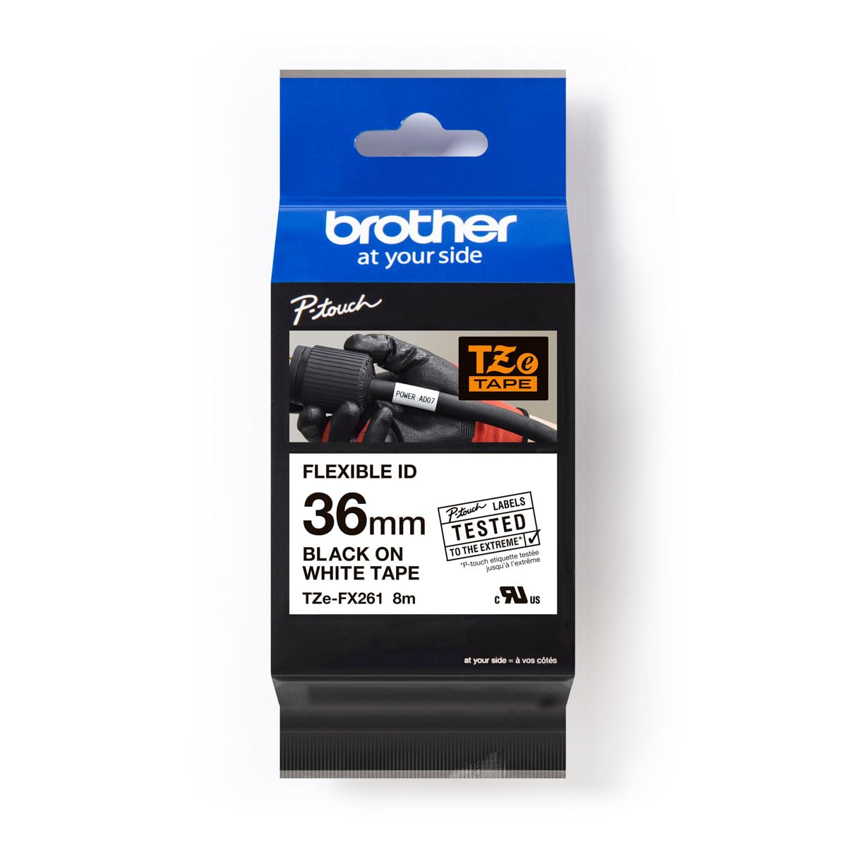 Brother Tzefx261Nastro Laminato Flessibile Da 36 Mm (8 M) Nero/Bianco-image