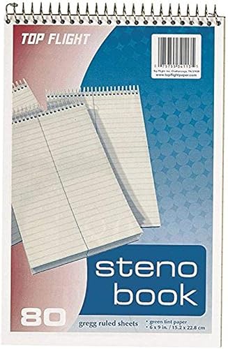 Top Flight Steno Book, 6 x 9 in, blanco, 80 hojas