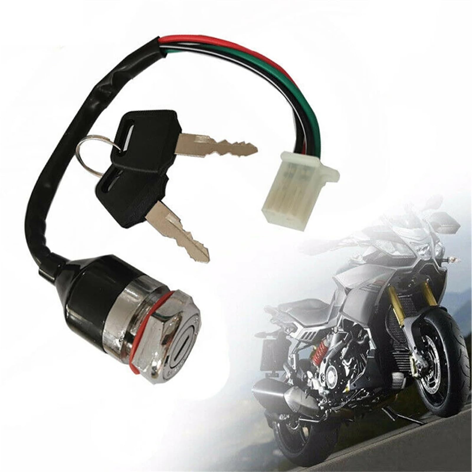 Blocco Interruttore Accensione A Chiave 2 Fili Per Moto, Go Kart, Scooter Elettrico Bici