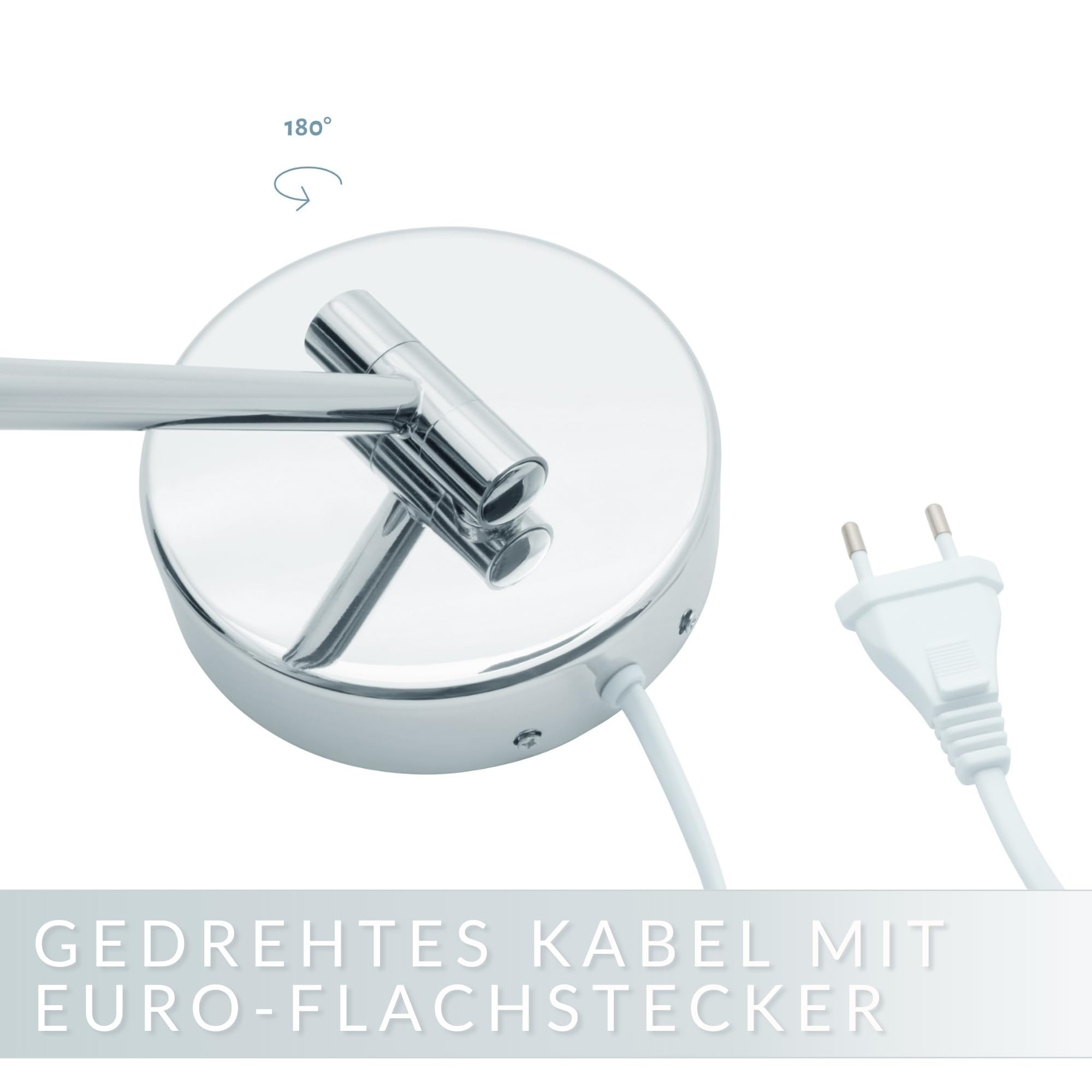 Kosmetikspiegel XXL Tokio – LED Wand-Schminkspiegel mit Dimmerfunktion, Auto-Off, 5x/10x Vergrößerung und extra großer Spiegelfläche [Energieklasse E]