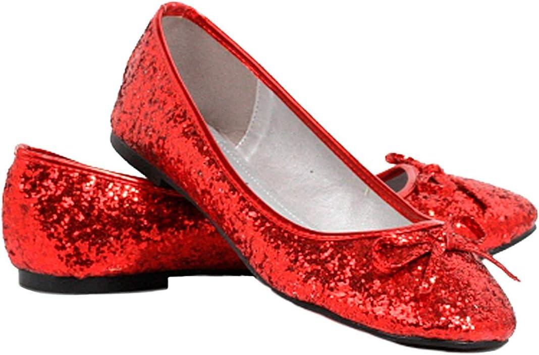 Ellie Shoes Women's Glitter Flat with Bow (Red Glitter;8)