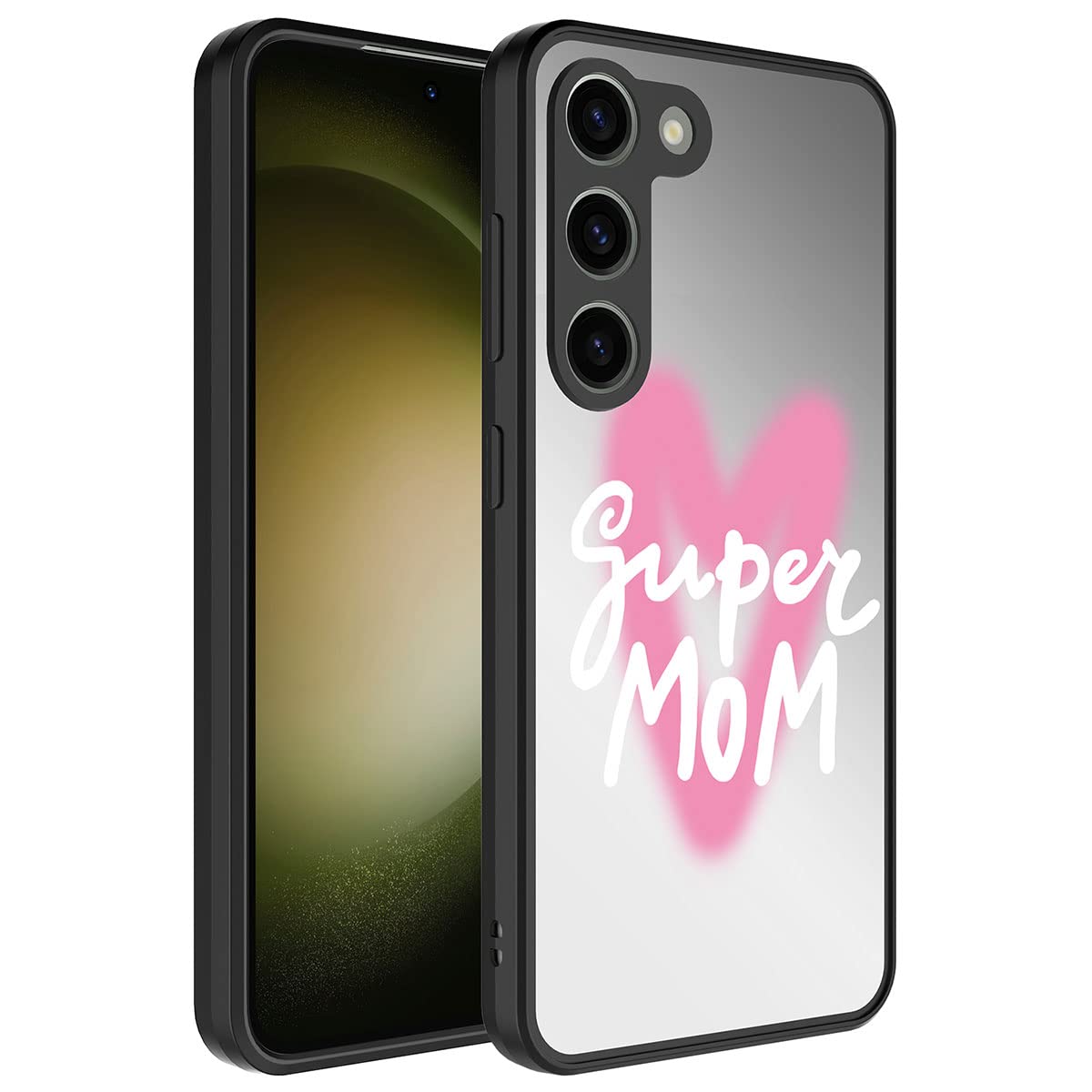 Zore Galaxy ile uyumlu S23 Plus Kılıf Aynalı Desenli Kamera Korumalı Parlak Zore Mirror Kapak Süper Anne