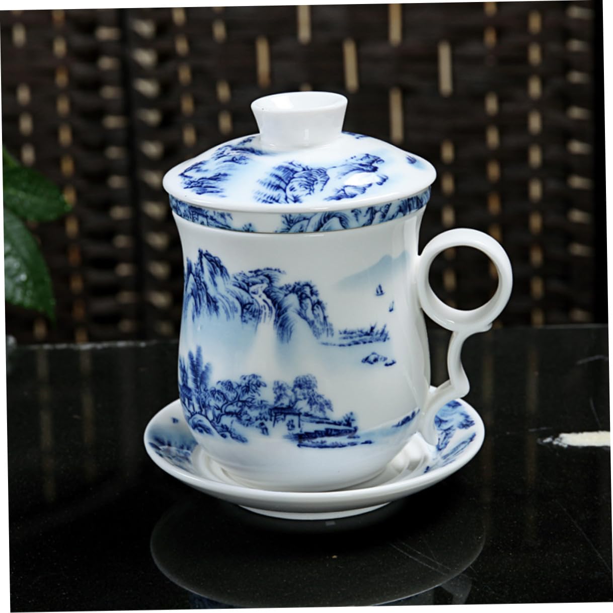 Chinesische Gongfu Teetasse 1 Satz aus Keramik mit Deckel und Untertasse