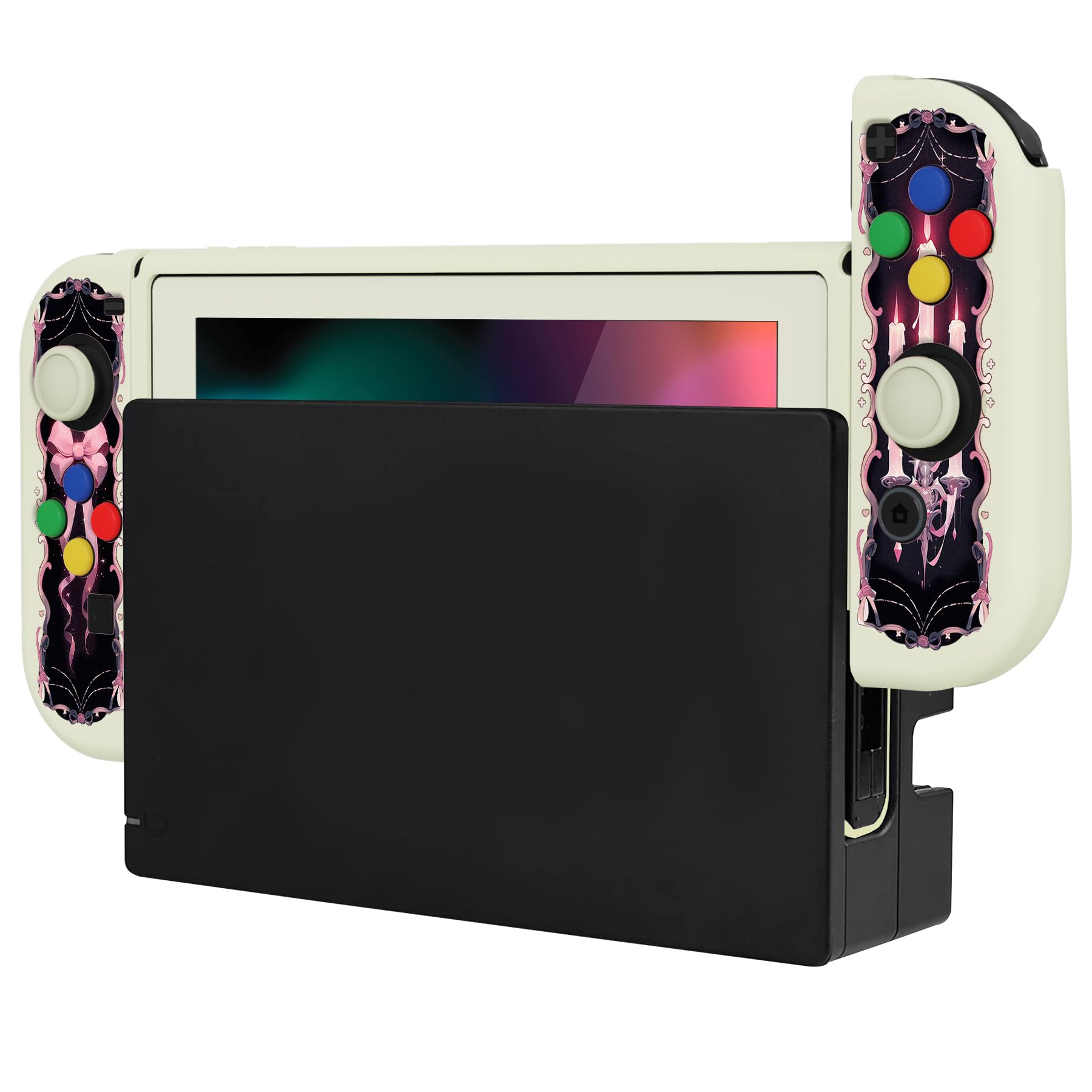 PlayVital Coque pour Switch Protection,Joycon Cover avec Capuchon pour Nintendo Switch et Protecteur d'Écran & ZealProtect Boutons-Mouton Sombre