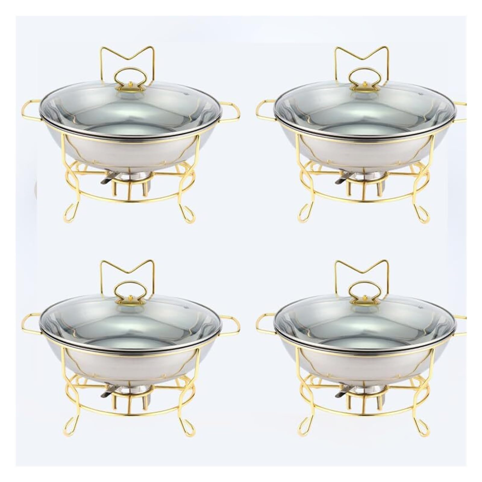 Platos de frotamiento con gancho lateral redondo for buffet estufa buffet | Juego de buffet de plato de frotamiento de acero inoxidable for cualquier fiesta, restaurante, hotel(6L)