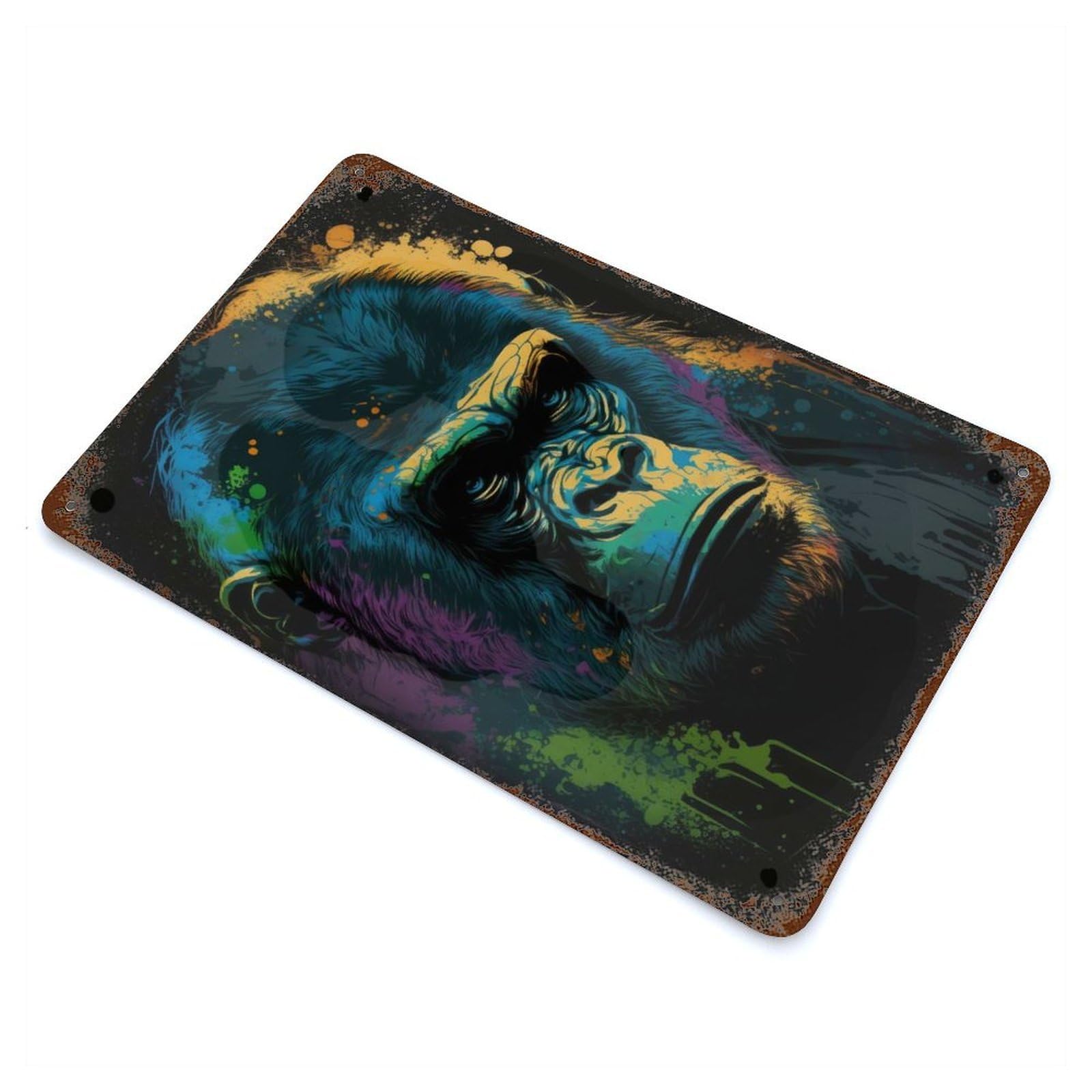 Gorilla Art Style 2 Retro Metal Sign 11.8"x7.9", Shabby Chic Decor for Garage, Pub Or Kitchen