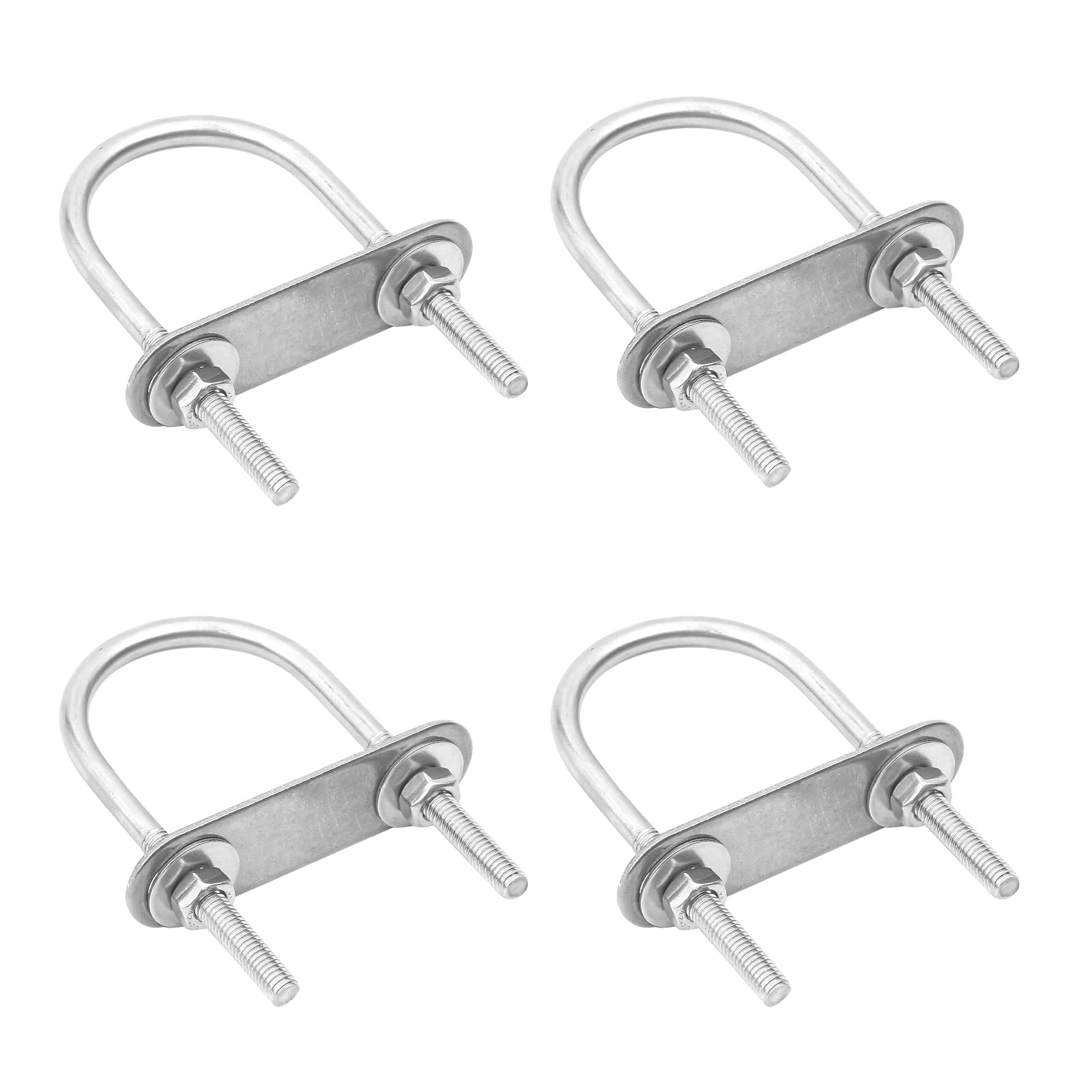 QXSKSLH Round U Bolts 4 Sets 1.57"(40mm) Inner Width 85mm Length Steel M6 with Nut, Plate, Washer
