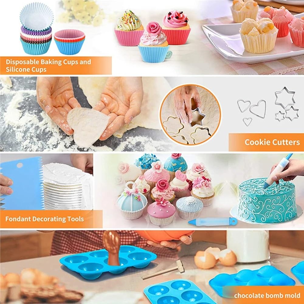 Reposteria Utensilios,Equipos para Hacer Pasteles Juego de 236 herramientas for decorar tartas, bolsas for repostería, moldes for decorar tartas, con puntas for niños, utensilios de cocina(SKY BLUE)