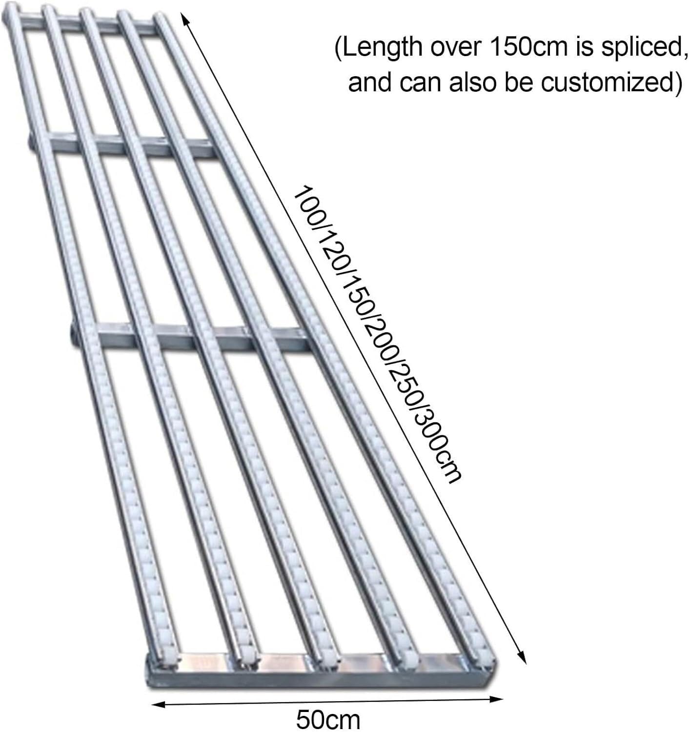 Transportador ligero, cinta transportadora de rodillo de escalera recta, rodillo de plástico ABS sin alimentación (plata-(ancho) 50 cm, (L) 120 cm)