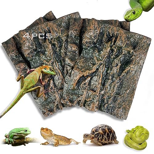Image of 4pcs Rock Terrarium Background,3D Reptile Tank Background Board,Amphibian Stereo Backdrop Wall,Lizard Snake Gecko Spider Chameleon Turtle Fish pet silo Background Decorative Panel