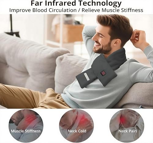 Miniatura 2 de Almohadilla térmica para el cuello, bufanda térmica eléctrica con banco de energía de 5000 mAh, calentador de cuello inalámbrico para aliviar el