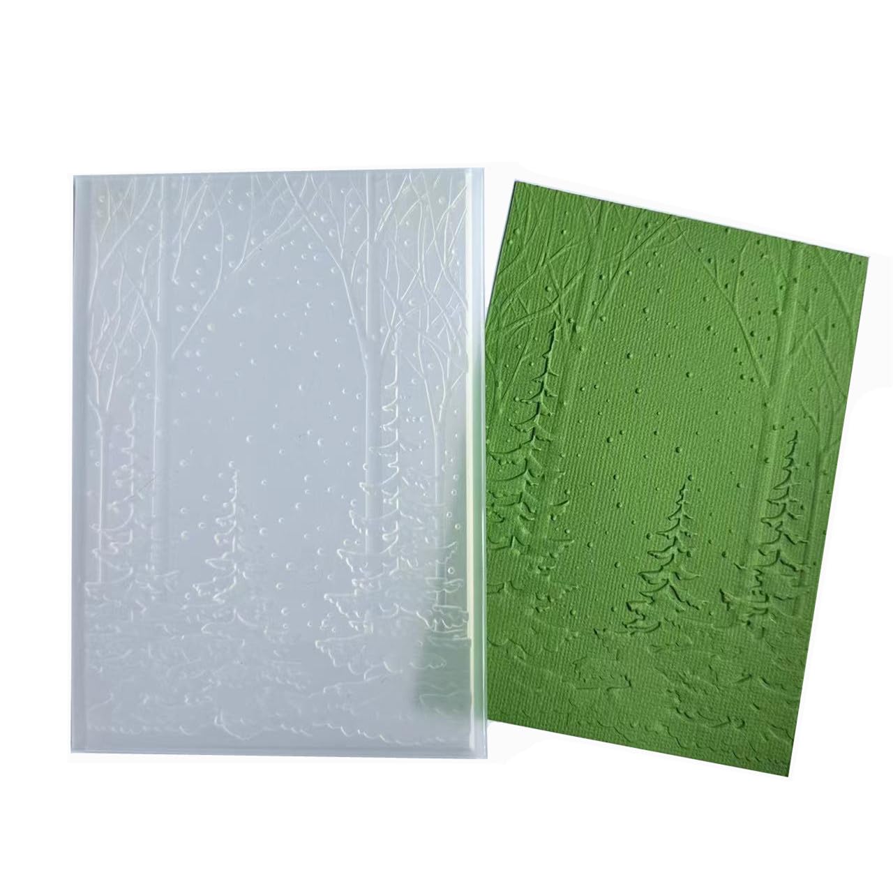 Arbuya 3D Woodland Background Plastic Embossing Folders for Card Making or Journaling Winter Tree Embossing Folder for Paper Crafting