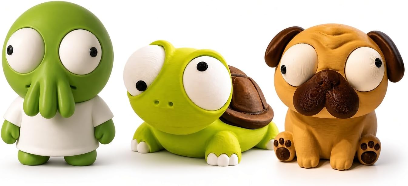 Cute Animal Collectible Figures 3-Piece Set Adorable Resin Desk Toys Turtle Pug Octopus Style Ornaments for Kids Adults