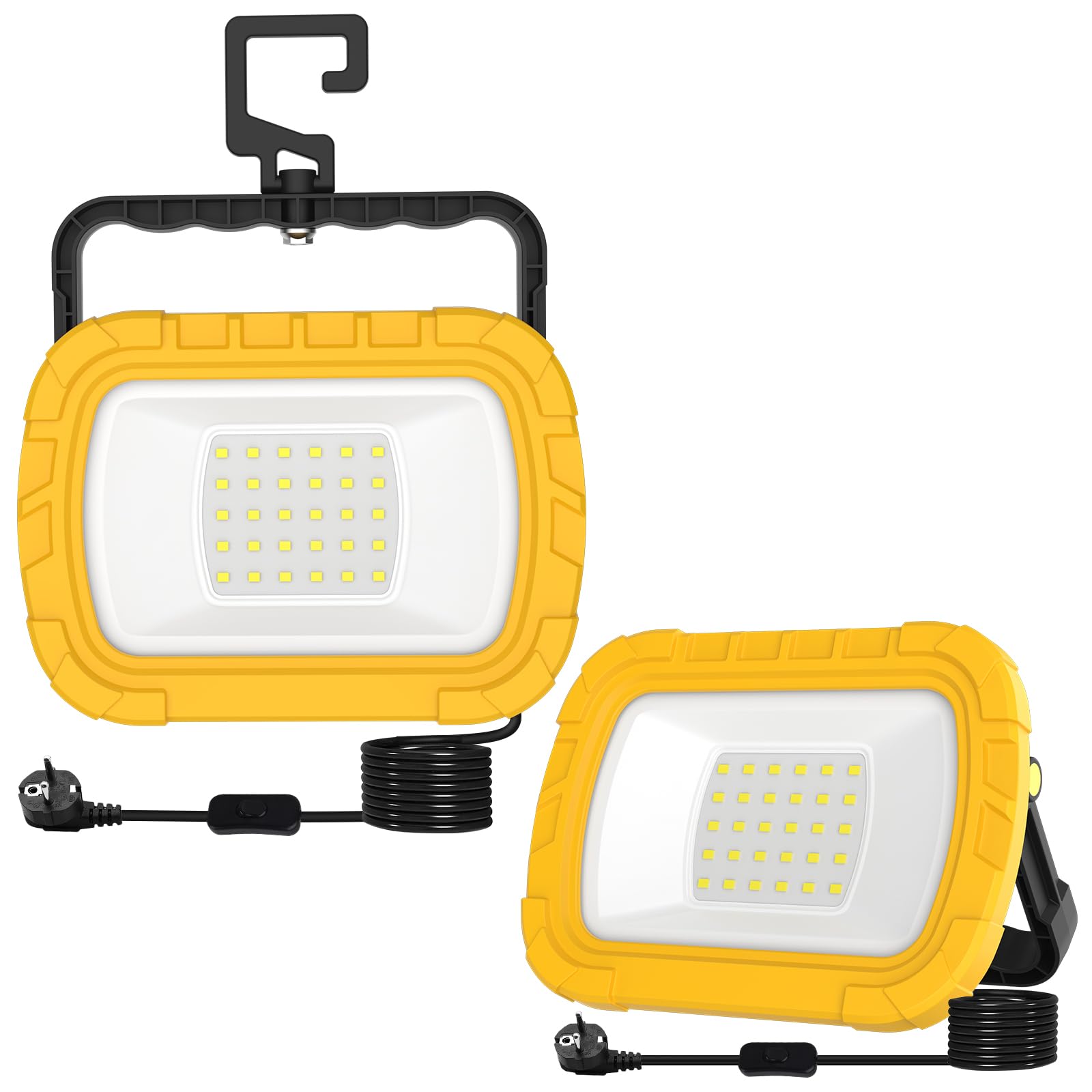 Lot de 2 Projecteur LED 30W, Lampe de Travail Portable 1000LM, Câble 1,8 M