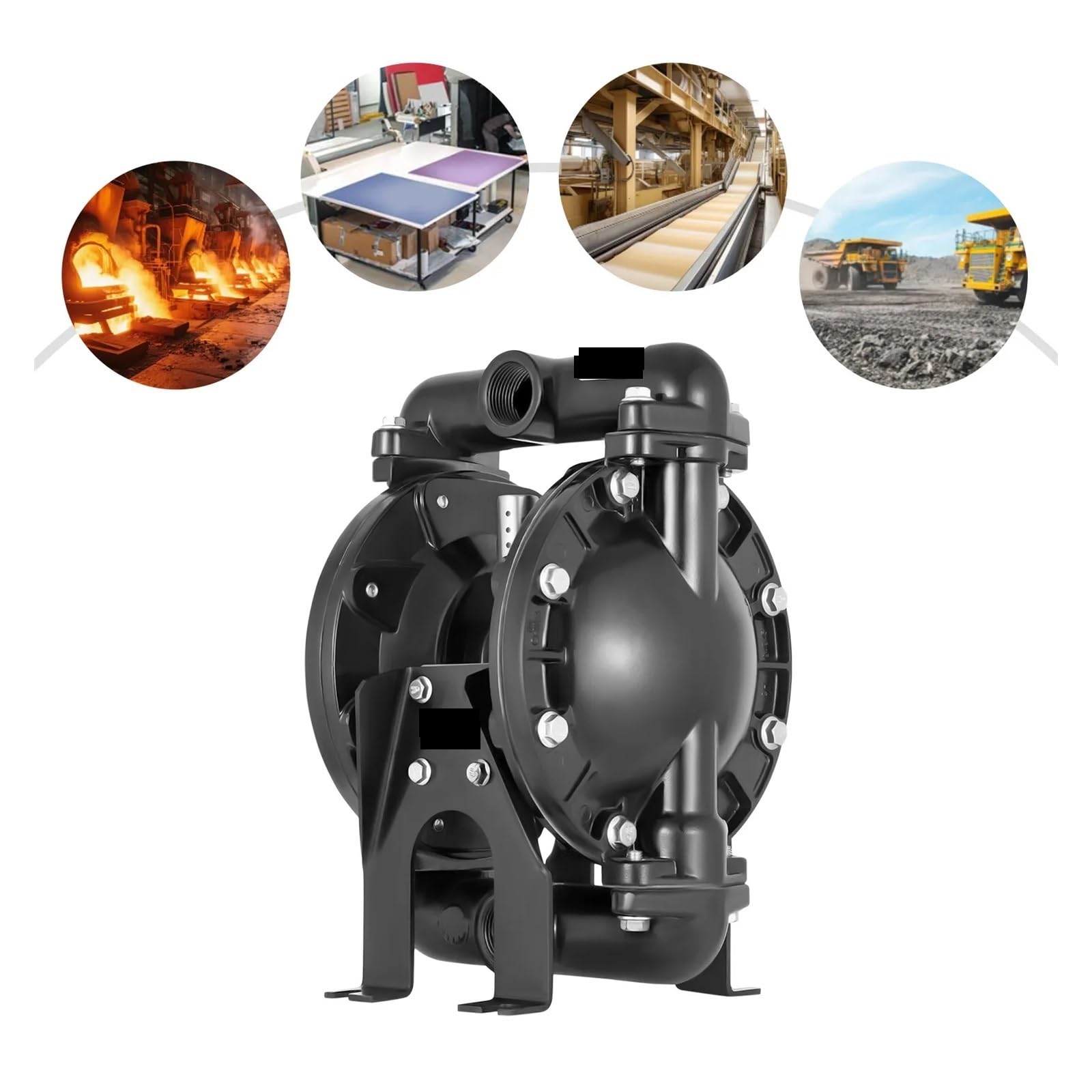 Pompa membranowa, Pompa pneumatyczna z podwójną membraną QBY4-25L, wlot i wylot 2,54 cm, 35 GPM, pompa transferowa, 120 PSI, 150 ℉