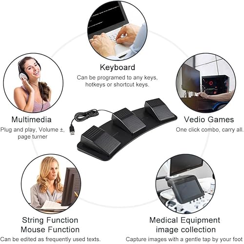 Miniatura 3 de Pedal de pie PC Interruptor de pie Triple Teclado programable Tecla de acceso rápido modificada para requisitos particulares Videojuego Oficina