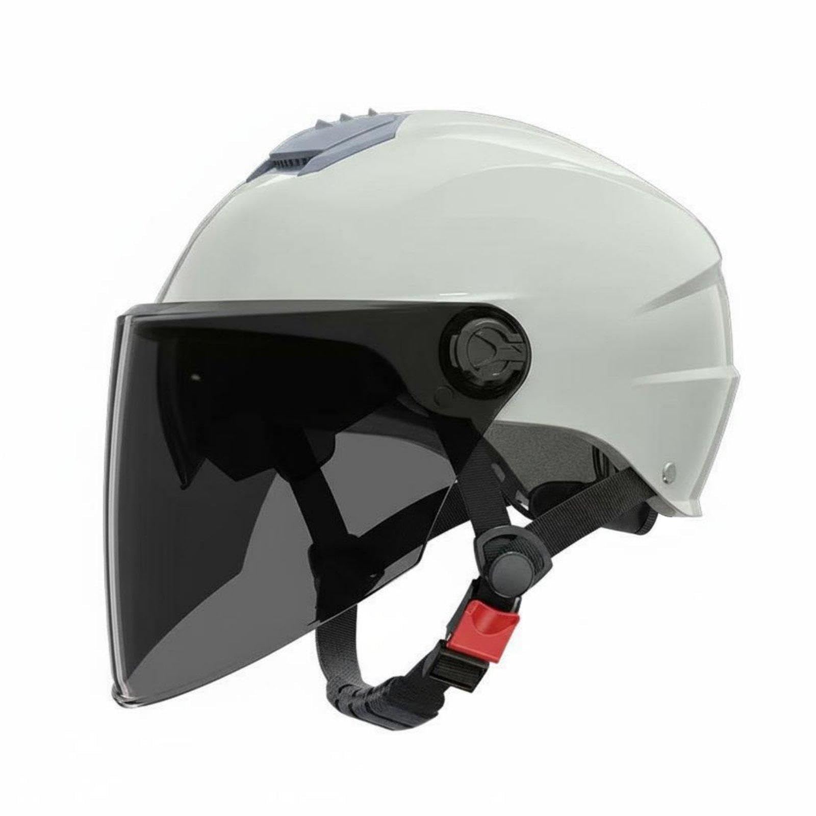 Double Visor Helmet Sun Protection Electric Bike Helmet Breathable Guarding Headwear for Motorcyclists Riders, City Driving, Outdoor, Traveling Gray Sun-Proof Lens-image-23