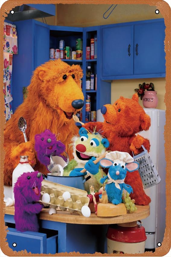 Póster de metal con texto en inglés "Bear in the Big Blue House 1997", 8 x 12 pulgadas, decoración de pared retro vintage para póster de placa,