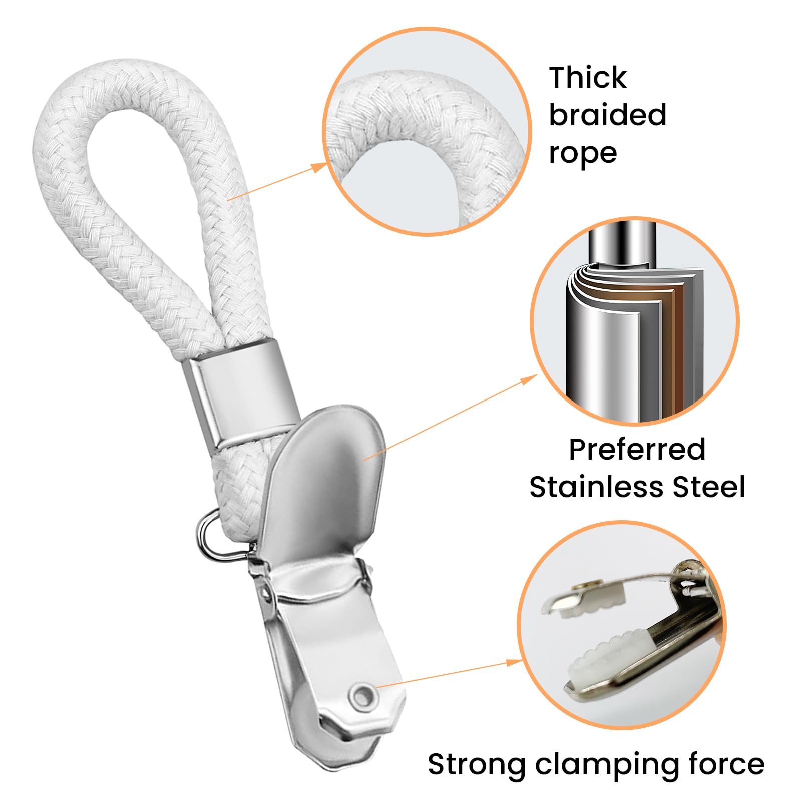 Set 4 Mollette Per Asciugamani In Cotone E Metallo - Con Clip E Ganci, Per Bagno E Cucina, Antiruggine - Foto 3