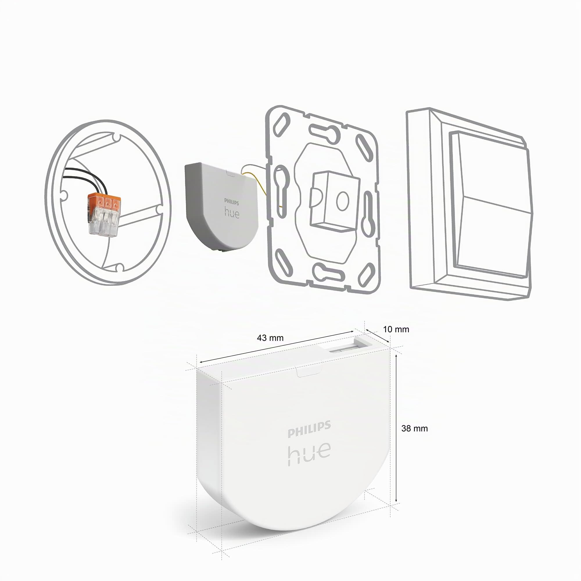 Philips Hue - Módulo de interruptor de pared, permite un acceso constante a dispositivos Hue, instálalo detrás de los interruptores de pared existentes, blanco