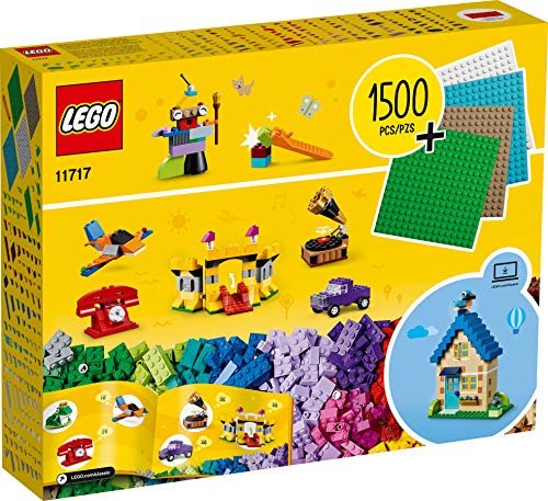 Image of LEGO 11717 Classic Bricks Bricks Plates Large Creative Box Building Set with Wheels, Windows, Doors and Eyes,Multicolor,Pack of 1504 Pieces