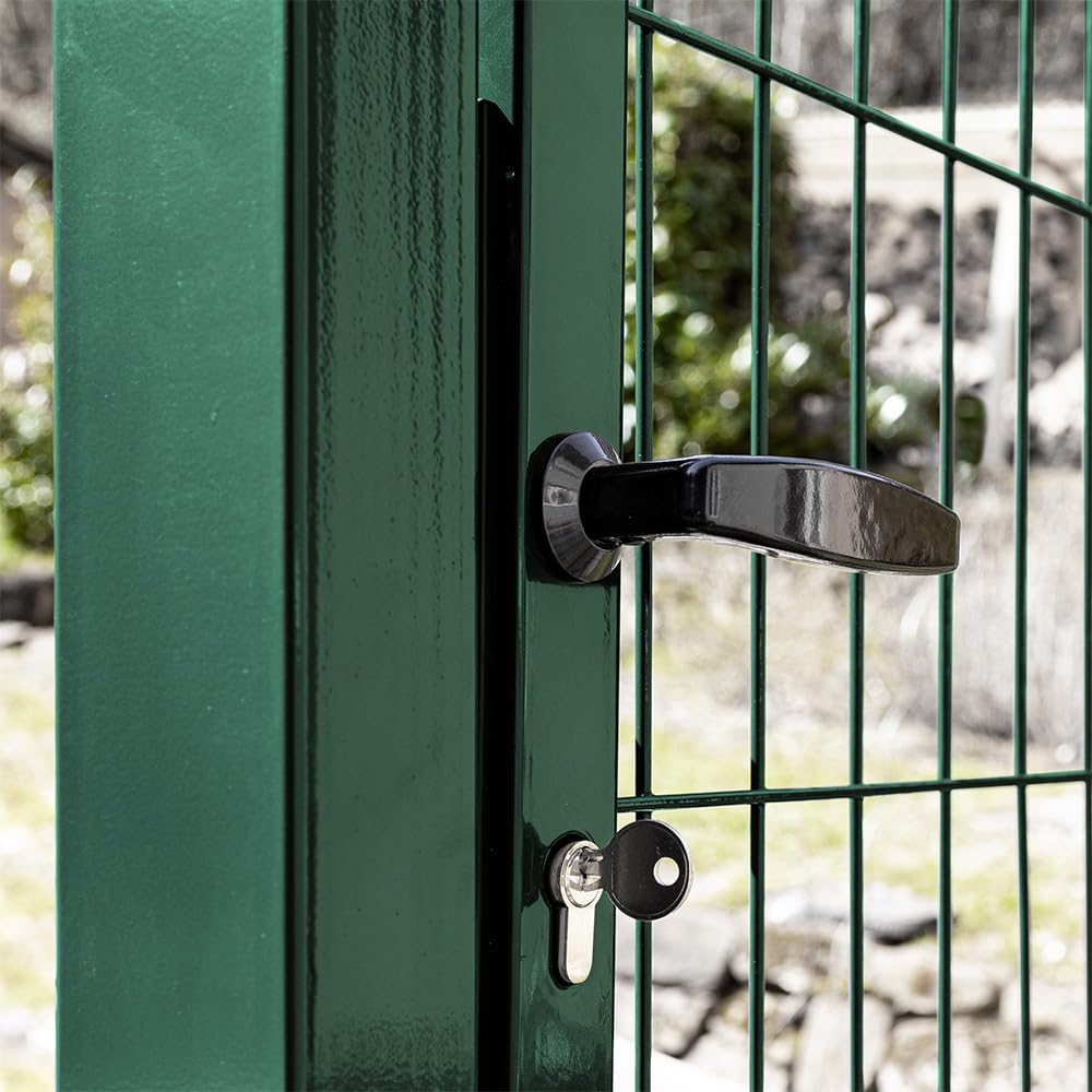 Puerta Jardín Metal Setos Cerradura Llaves Seguridad 160 cm Verde