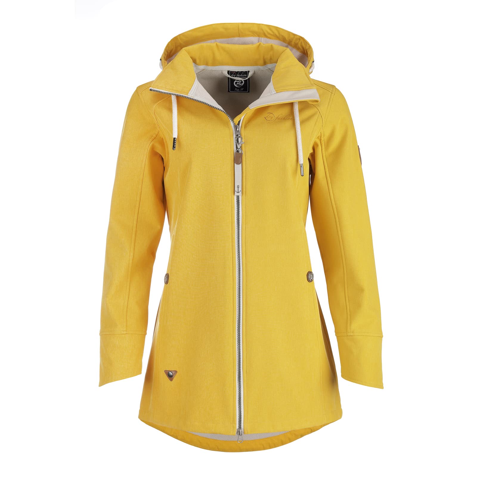 Dry Fashion Damen Softshell Mantel Sellin Meliert - Softshell-Jacke Outdoorjacke Atmungsaktiv Kapuze Wind- und Wasserabweisend in Beere Größe 36