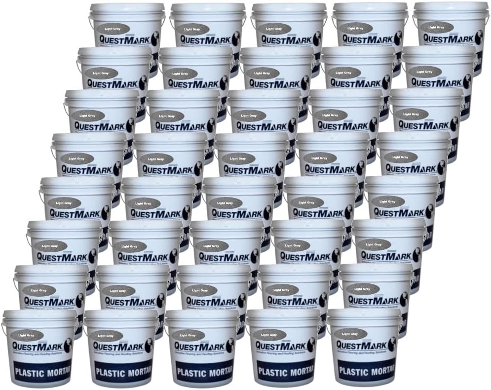 QuestMark 2105 Standard Epoxy Concrete Floor Patch and Resurfacer - Pallet (40 x 2 Gallon Unit), Light Gray - Fill and Repair Cracks, Holes, Pits and Spalling