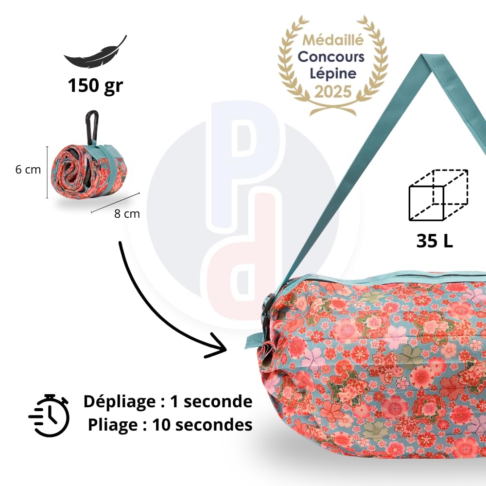 Sac à Dos Pliable & Voyage 40x30x15 – Bagage Cabine Avion Ryanair EasyJet – Sac 4 en 1 Modulable, Ultra Compact & Déperlant – Innovation Concours Lépine 2025 (Rose Bohème)