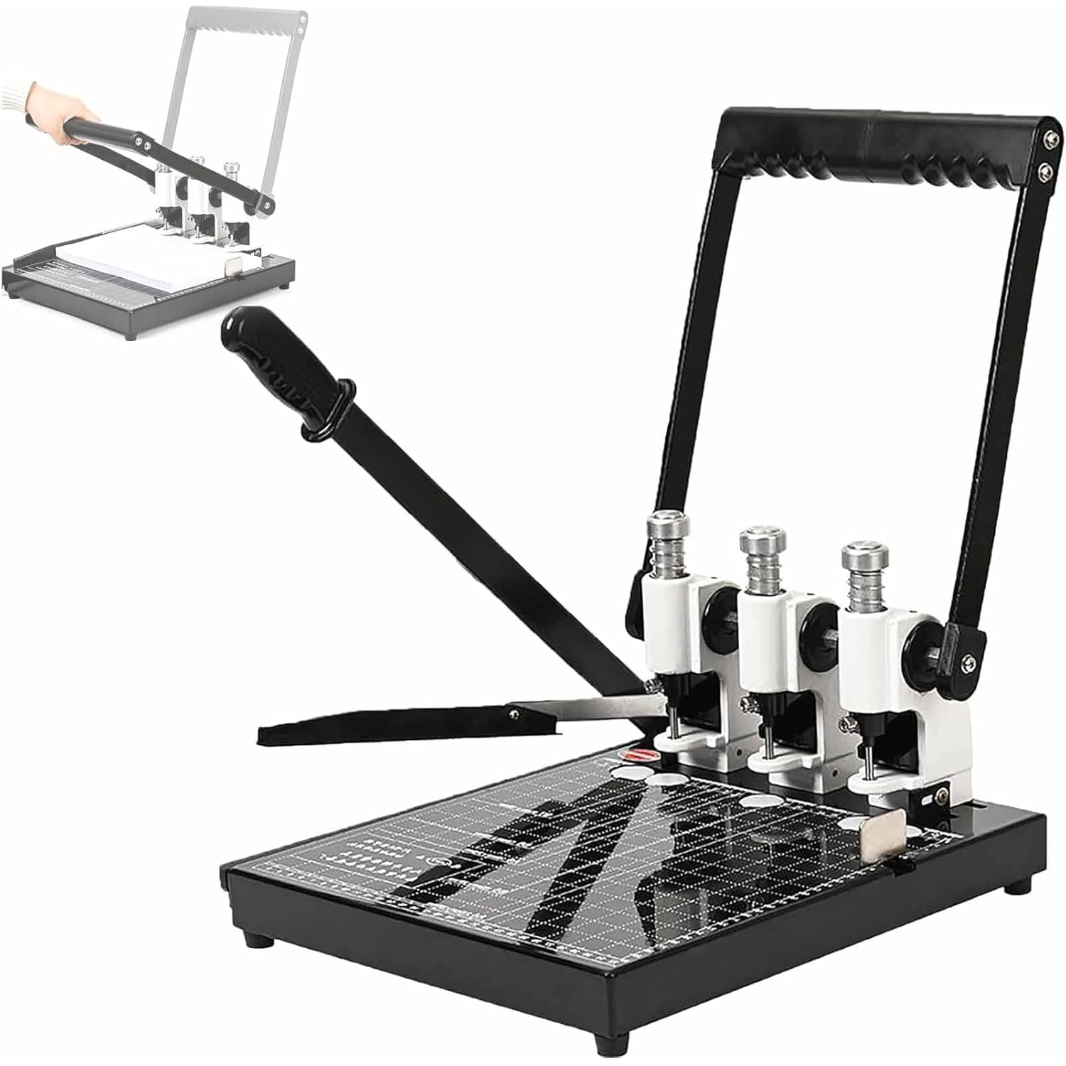 Perforatrice A 3 Fori E Taglierina Per Carta, Perforatrice Di Precisione, Margini Di Perforazione Da 12 A 18 Mm, Spaziatura Dei Fori Da 80 A 100 Mm, Posizionamento Preciso, Taglio Stabile, Per