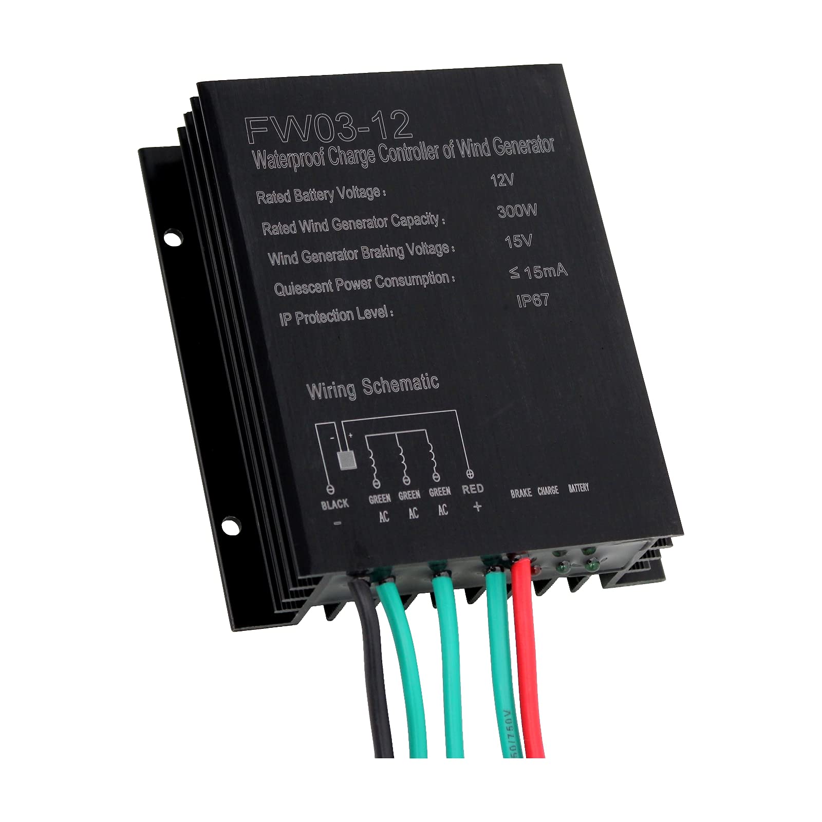 300W 12V Waterproof wind charge controller / regulator for 12V wind turbines / generators up to 300 watts
