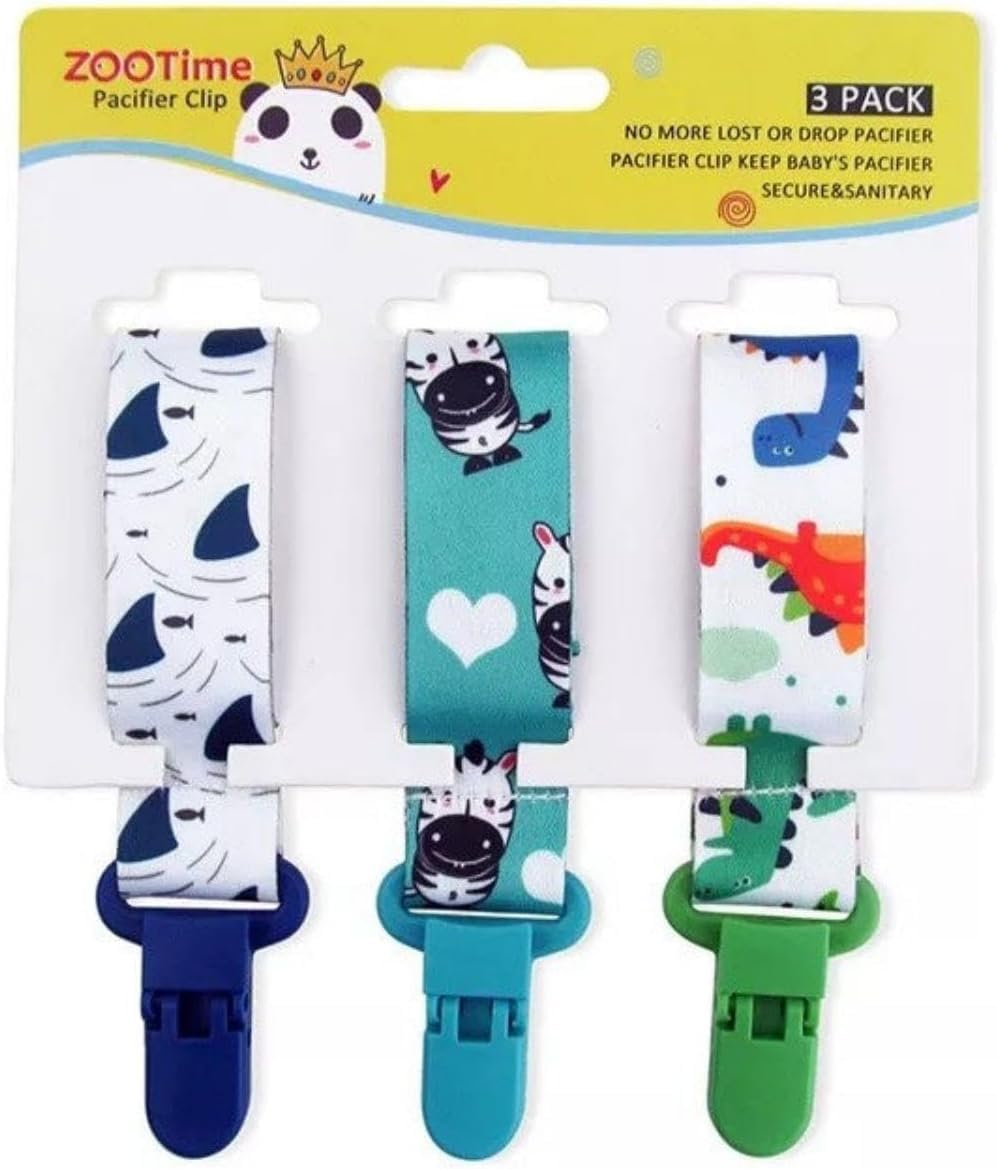 Mumoo Bear 3-Pack Baby Pacifier Holder Clips - Universal Fit for Boys and Girls - Keeps Pacifiers Clean and Secure - Stylish Designs, Ideal for Teethers, Toys & Perfect Baby Gift