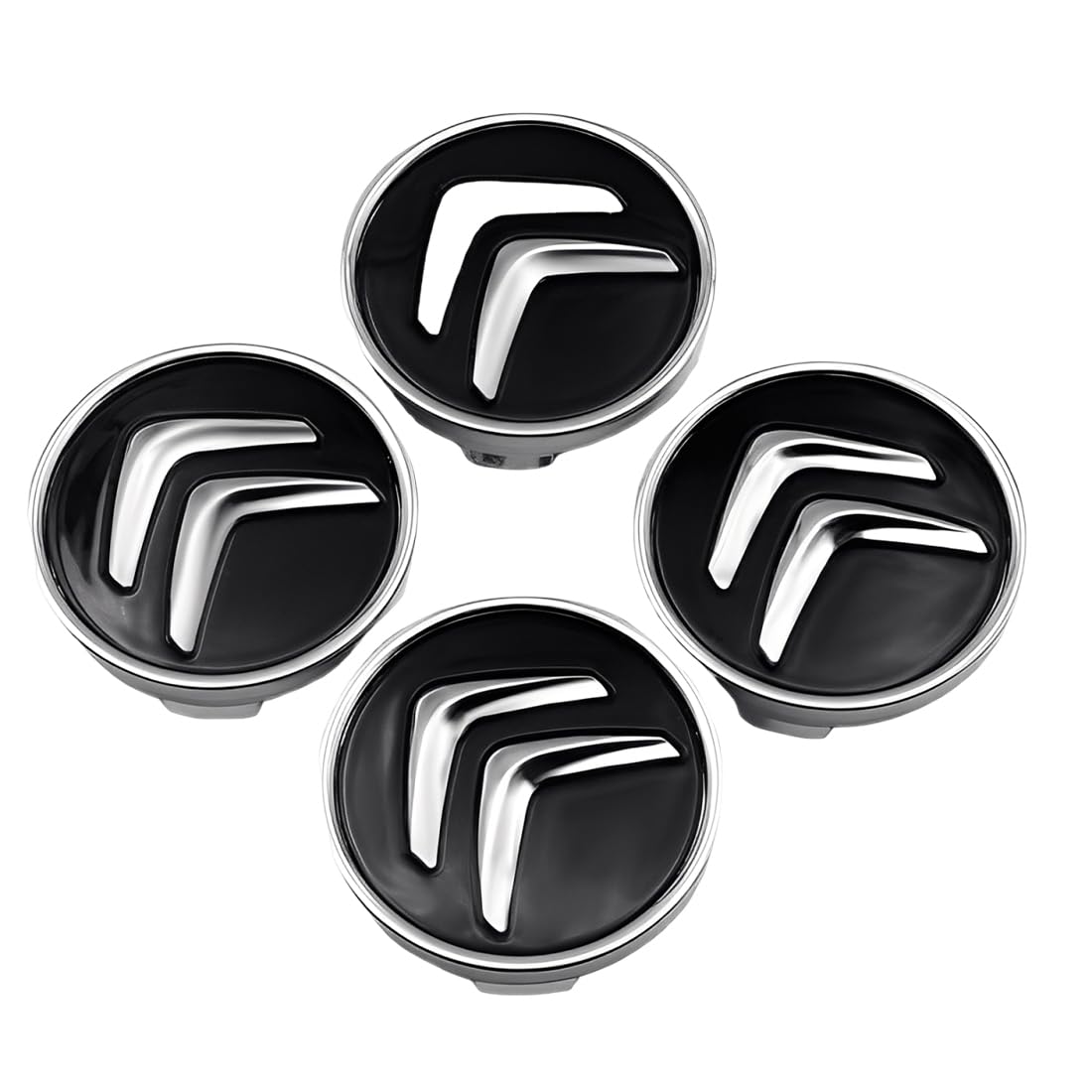 4 Pezzi Accessori Per Tappi Coprimozzo Per Citroen 60Mm C1 C3 C4 C5 C6 Ds3 Fregi Cerchi In Lega Logo（Nero）