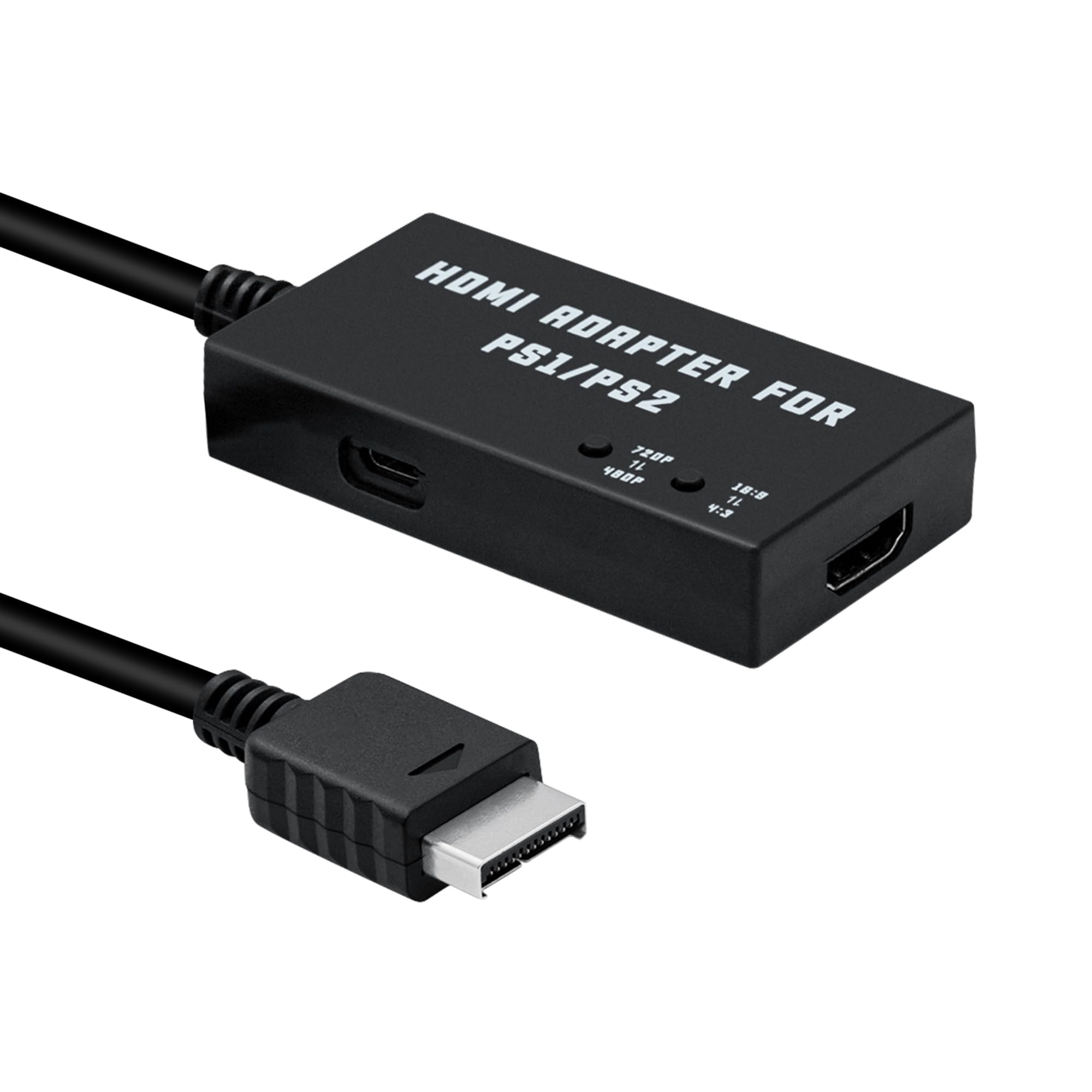 Mcbazel HDTV to HDMI Converter Cable for PS1/PS2 with Built-in Aspect Ratio Switch, 4:3 to 16:9 Converter, HDMI Converter Connected to HDMI Converter - PS/PS2 Compatible, Black