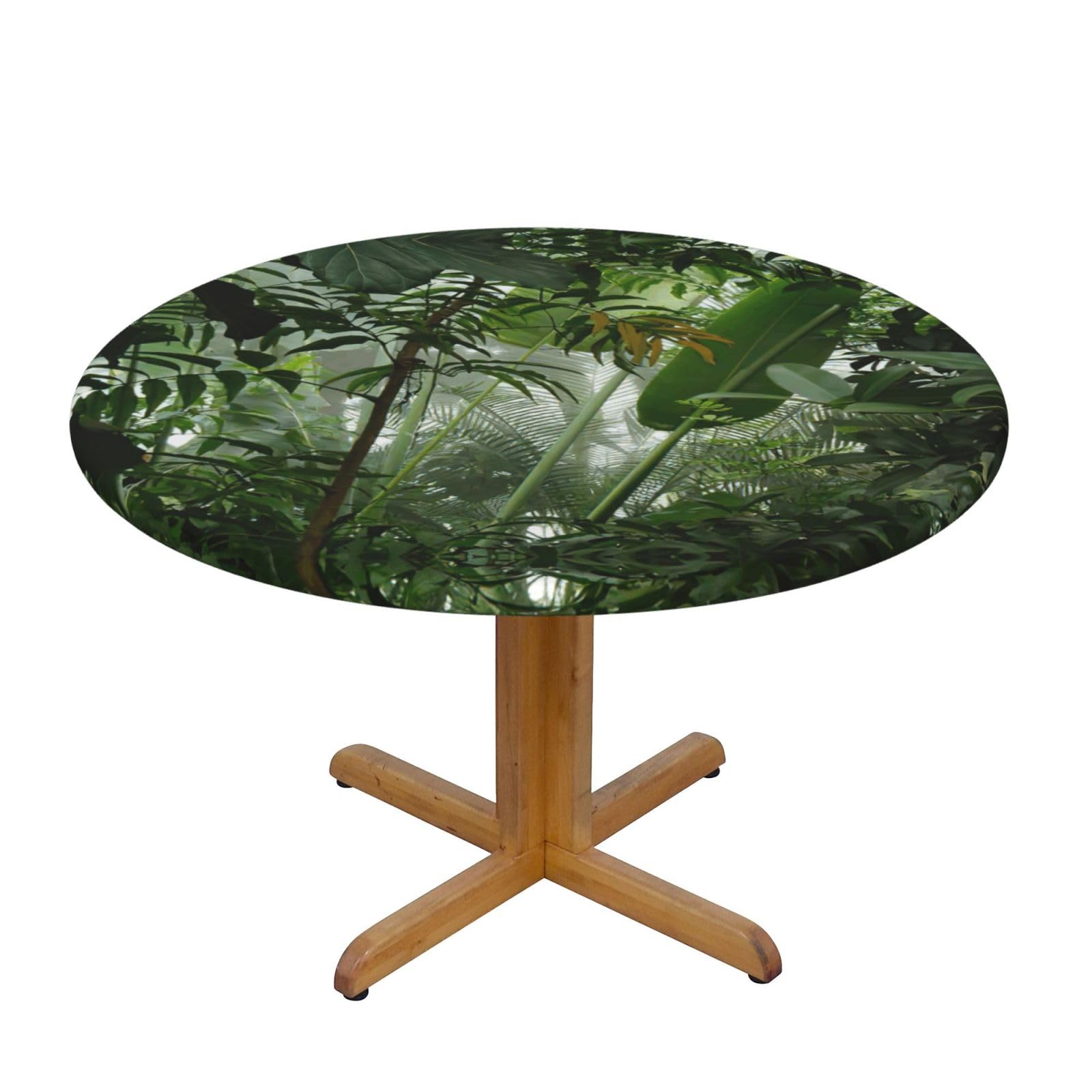 Tropical Rainforest Jungle Scene Print Round Tablecloth Waterproof Table Cover Wipe Clean Washable Table Protector For Dining Room