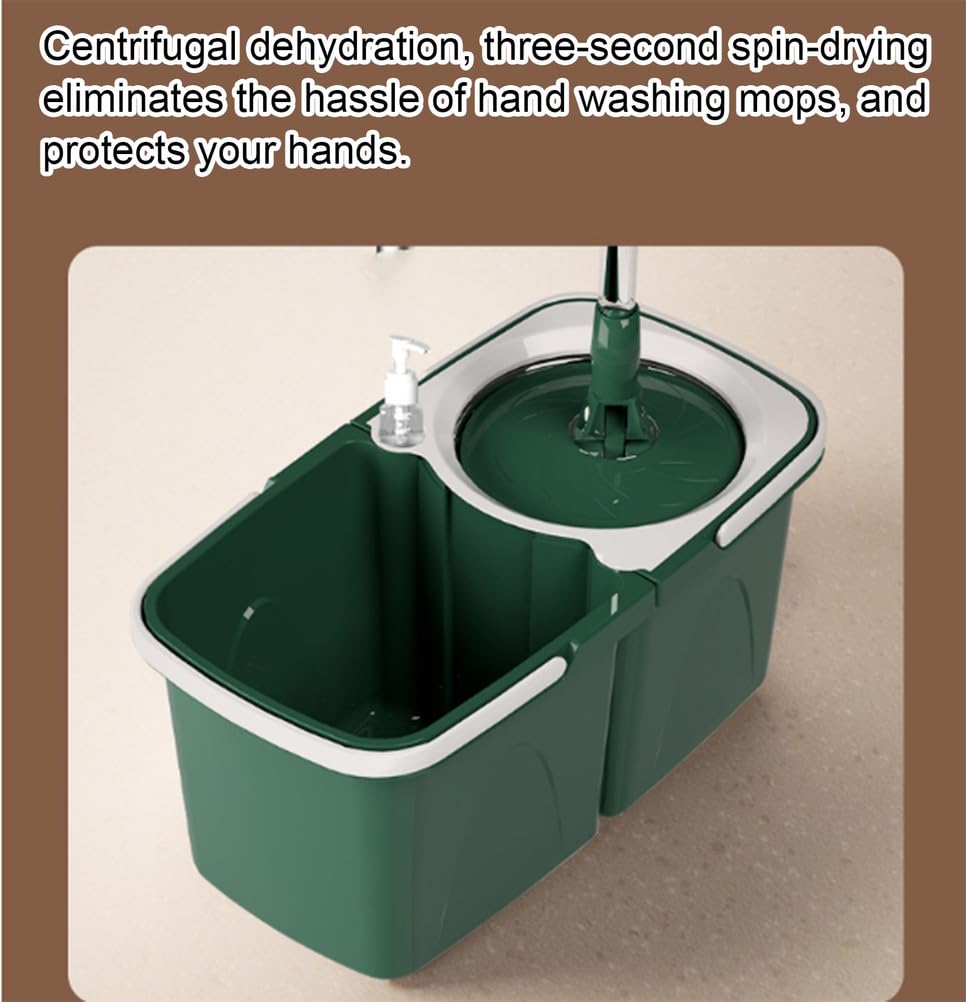 Fregona, Fregona y Cubo con 2 Paños de Microfibra, Limpieza de Suelos, Fregona Giratoria, Cubos de Fregona,