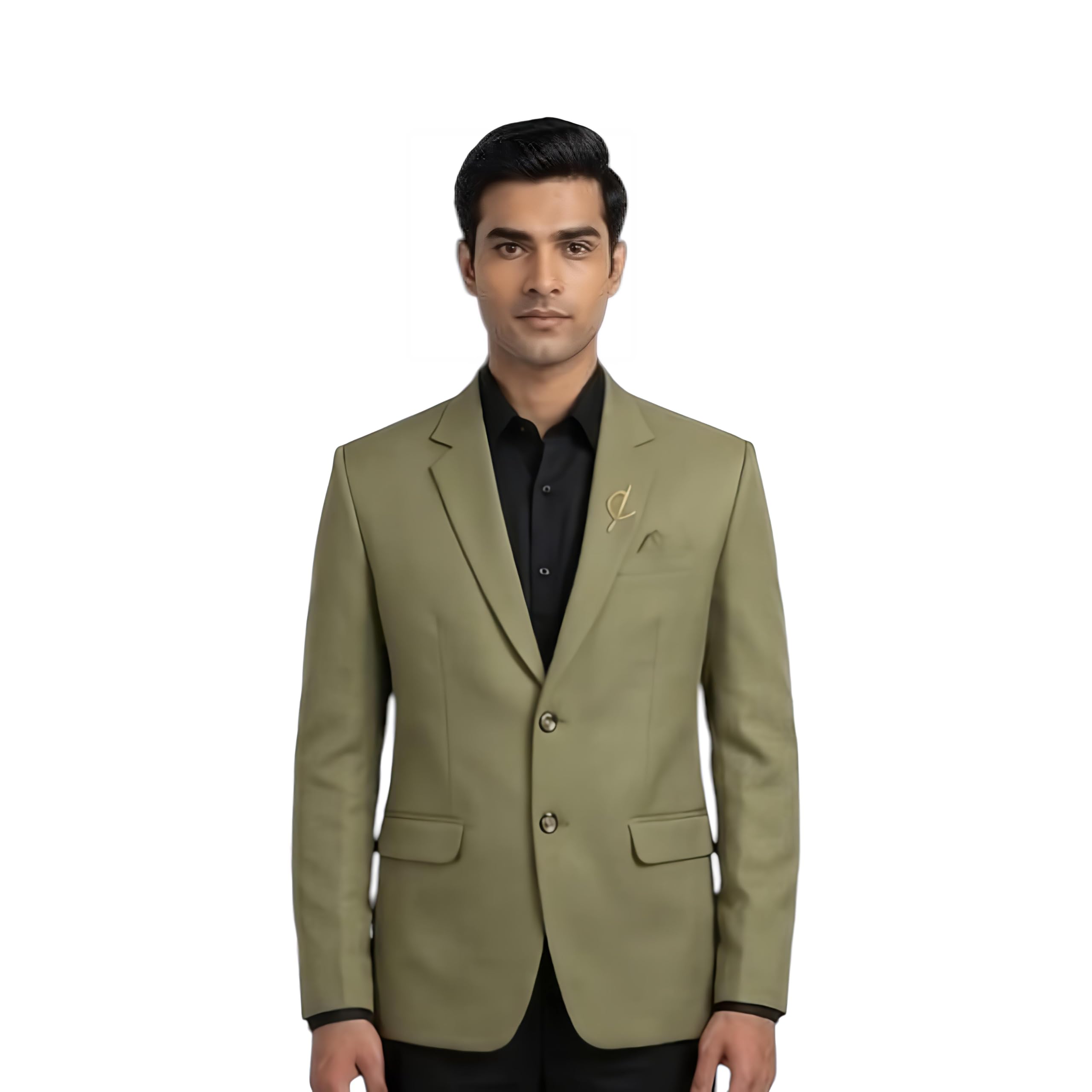 Four Silai Men's Blazer, Military Green, Single-Breasted, Two-Button, Notch Lapel with Breast Pocket-picture-17