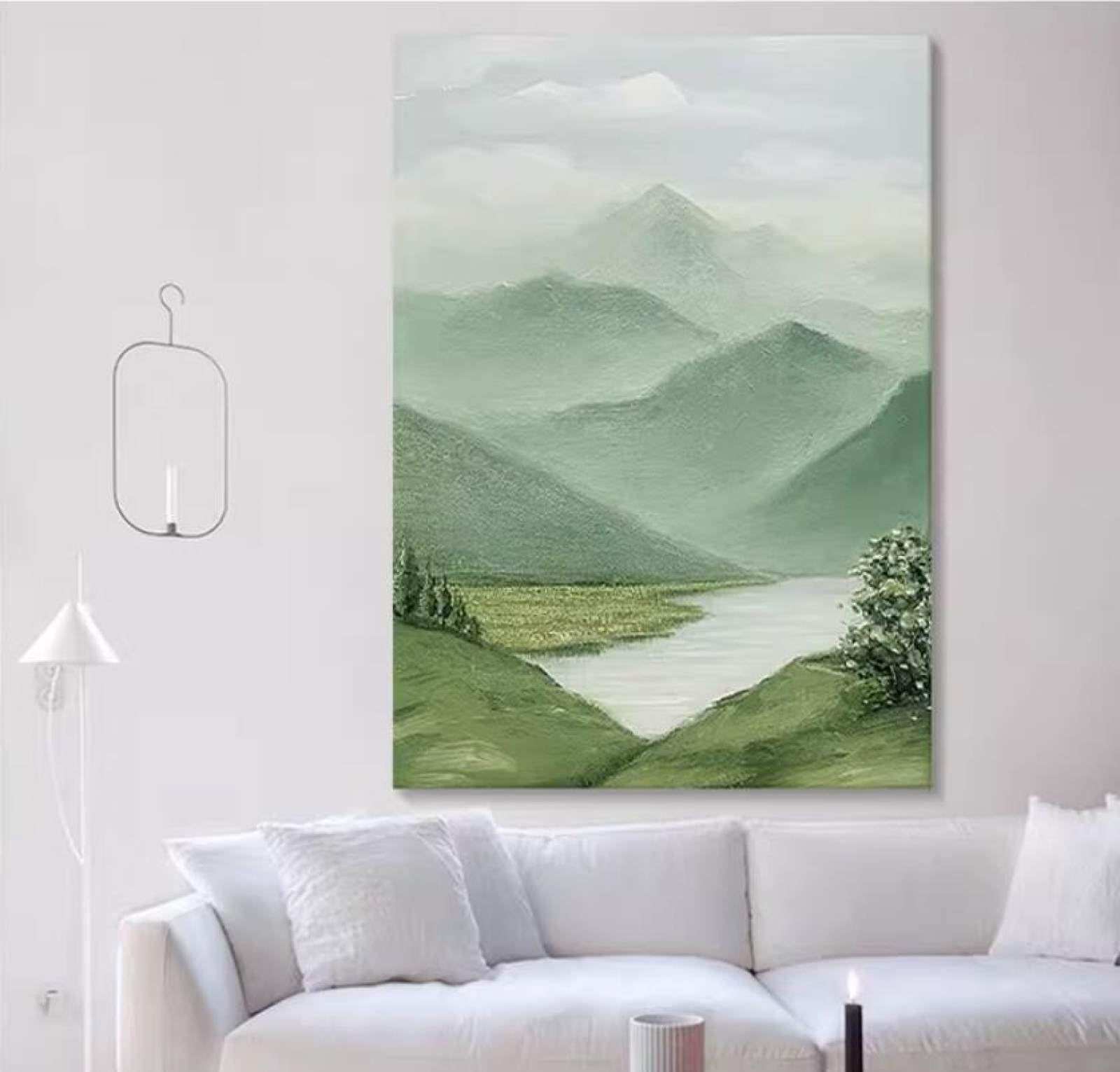 Peinture abstraite de rivières de montagnes grand format pour décorer le mur du salon