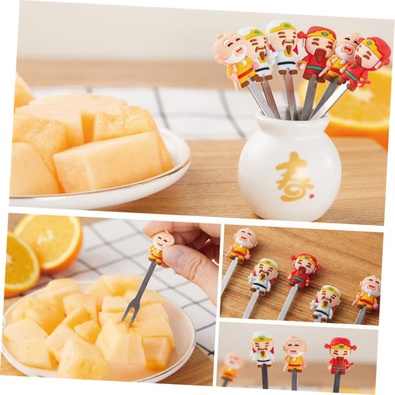 BESTonZON 3sets Forchette Acciaio Inossidabile Per Frutta e Mini Dolci Forchettine Eleganti Per Dessert e Antipasti Per Capodanno Cinese e Feste Pratiche e Resistenti