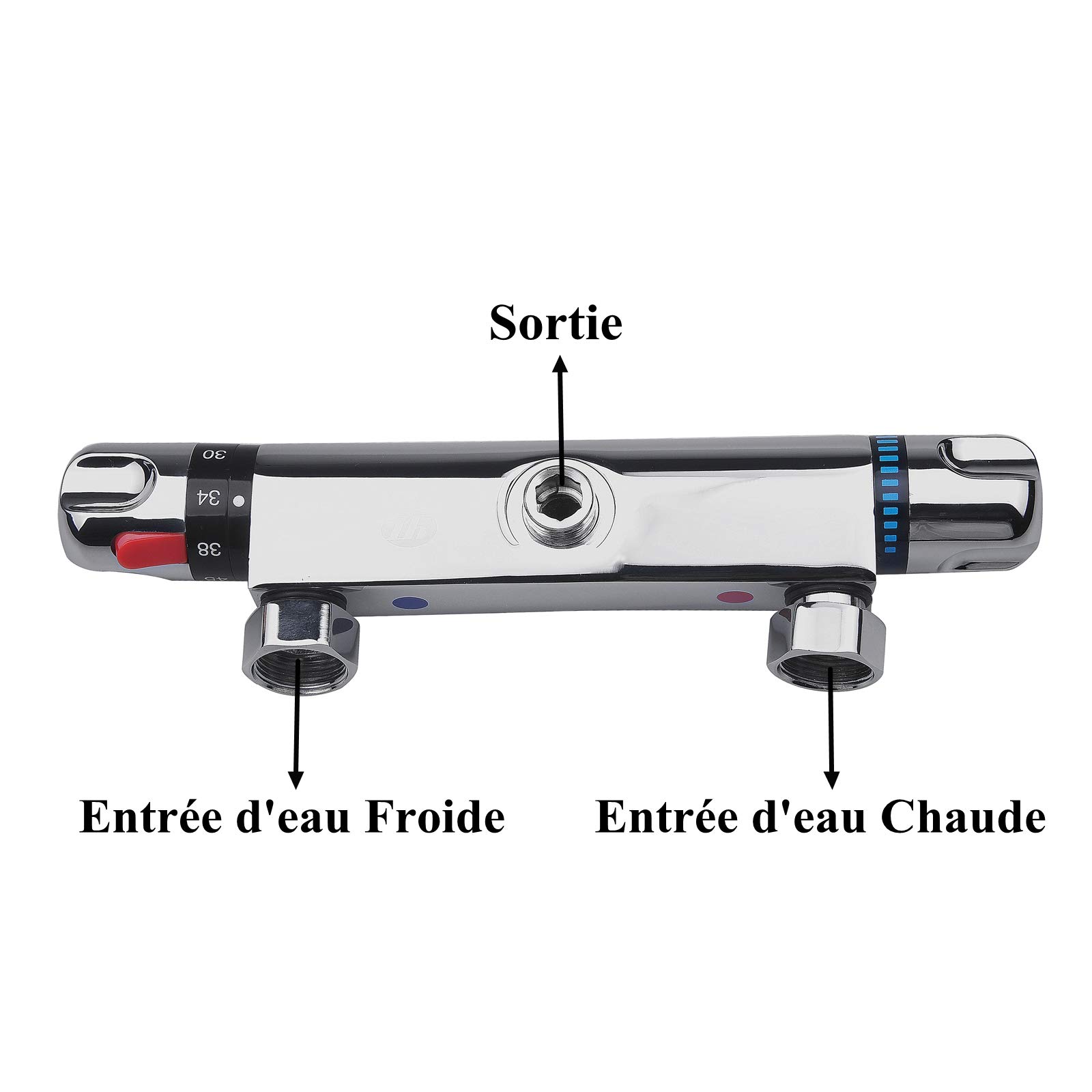 Vinteky® 1/2 Mezclador termostático de pared para grifo de ducha monomando de alta gama