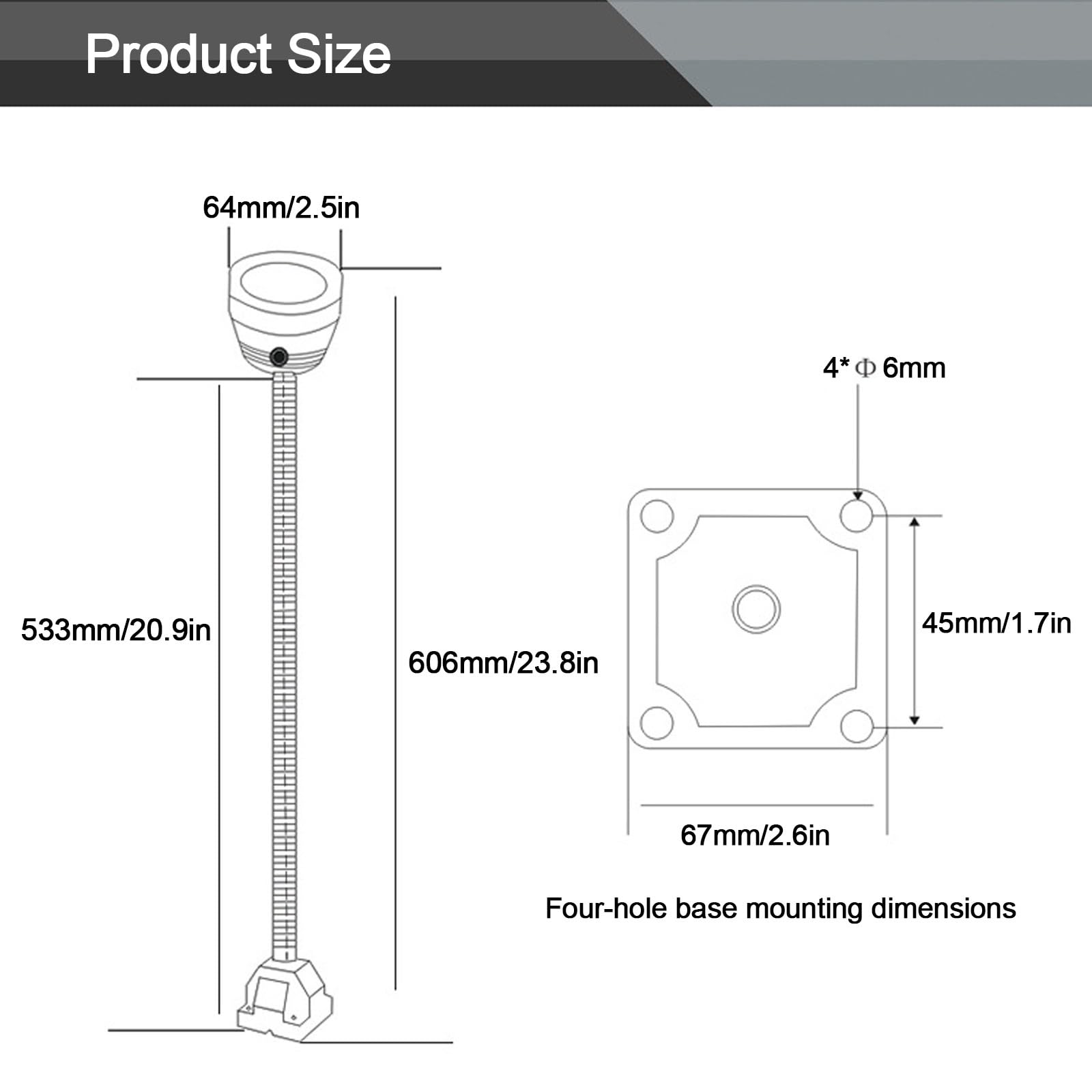 Attrezzatura Luminosa da Lavoro antideflagrante a 3W LED, Luce da Lavoro a 24V LED, Luce a Collo D'Oca Flessibile per l'illuminazione del banco del tornio della pressa a Trapano