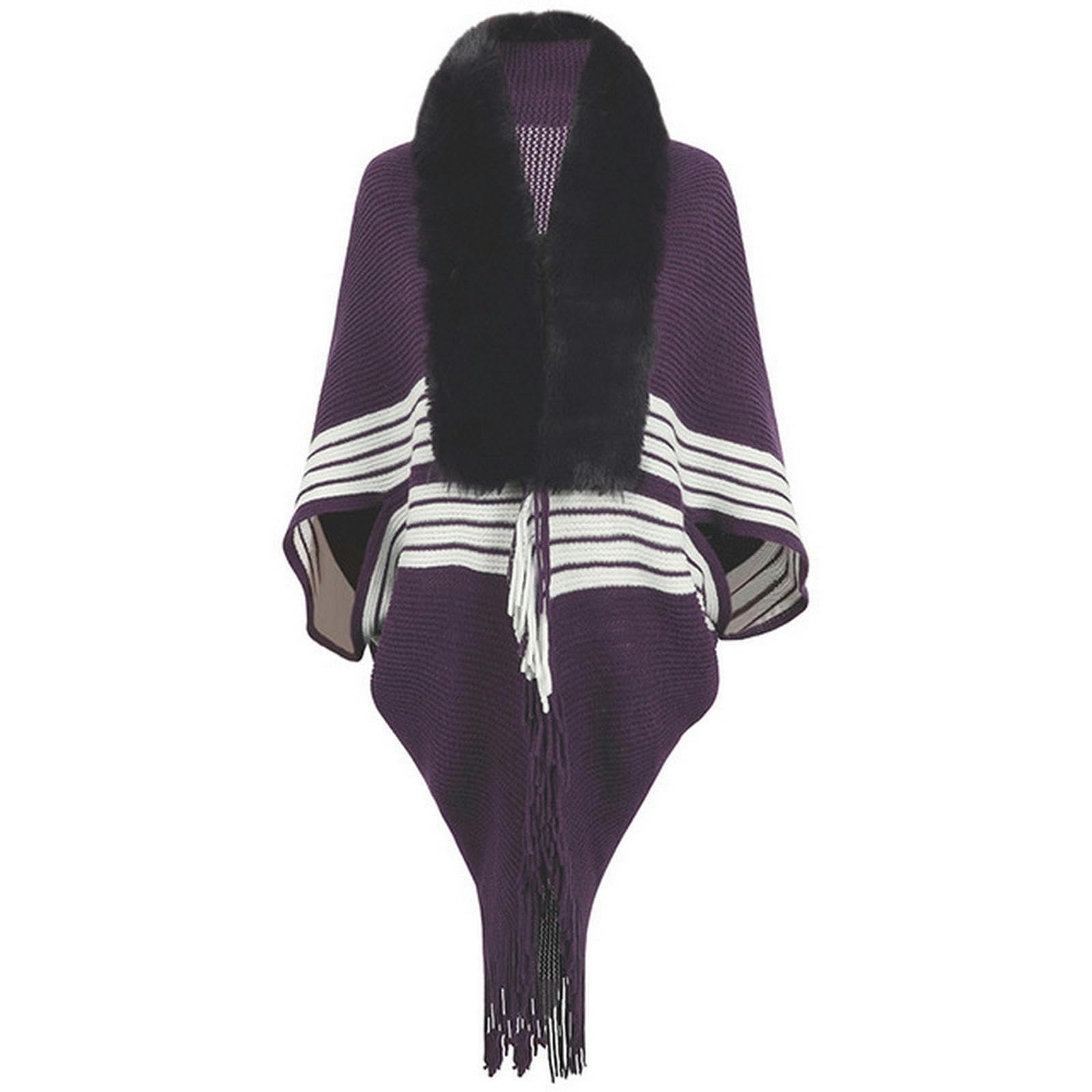 MdybF Poncho Donna Sigate Invernali Autunnali Maglioni Poncho A Maglia Maglieria Maglione A V-Collo Irregolareponcho
