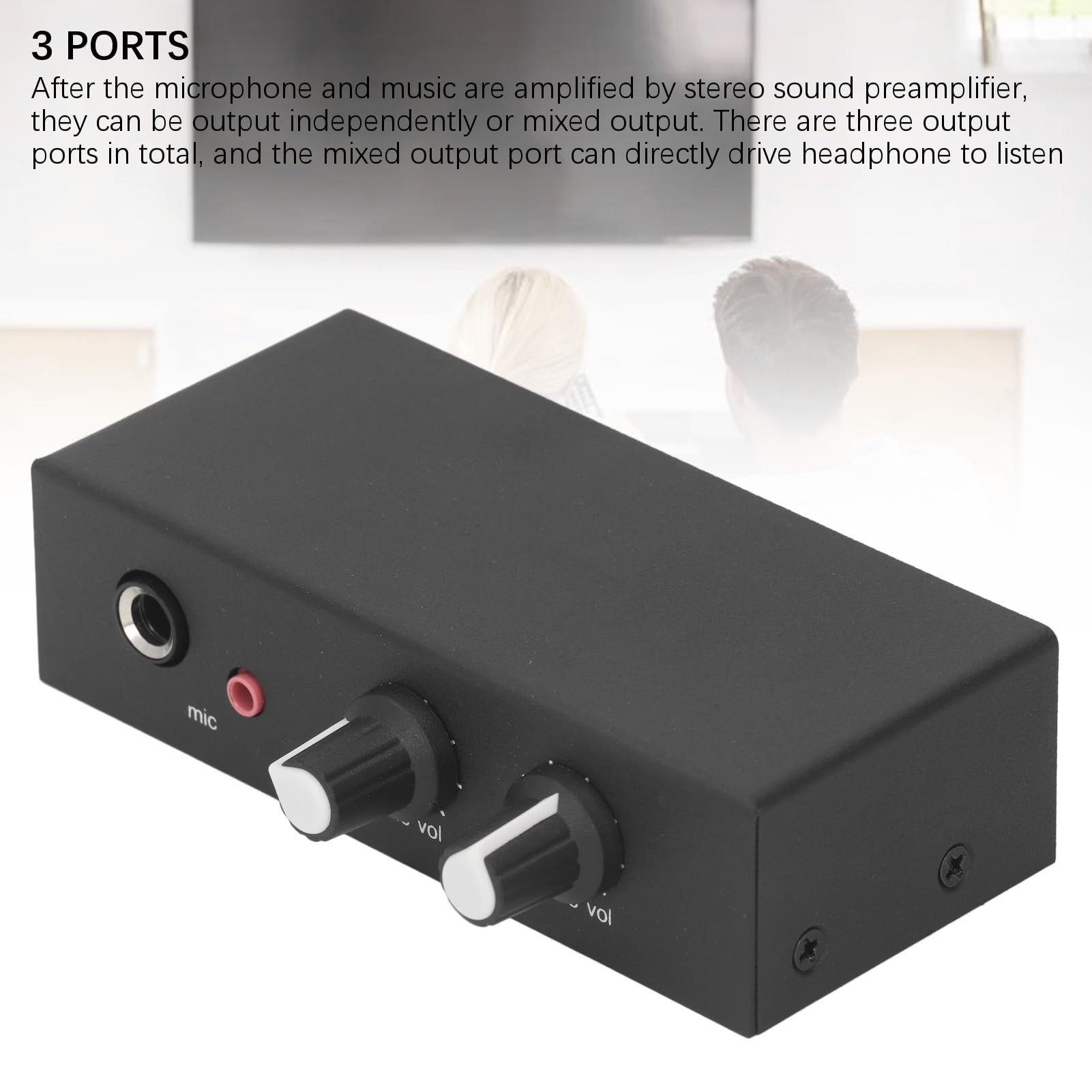Préamplificateur de Son Stéréo, Petit Micro, Ampli pour Casque, Bouton Indépendant de Préampli de Platine Phono, pour Systèmes de Bureau avec Alimentation DC5 à 12 V