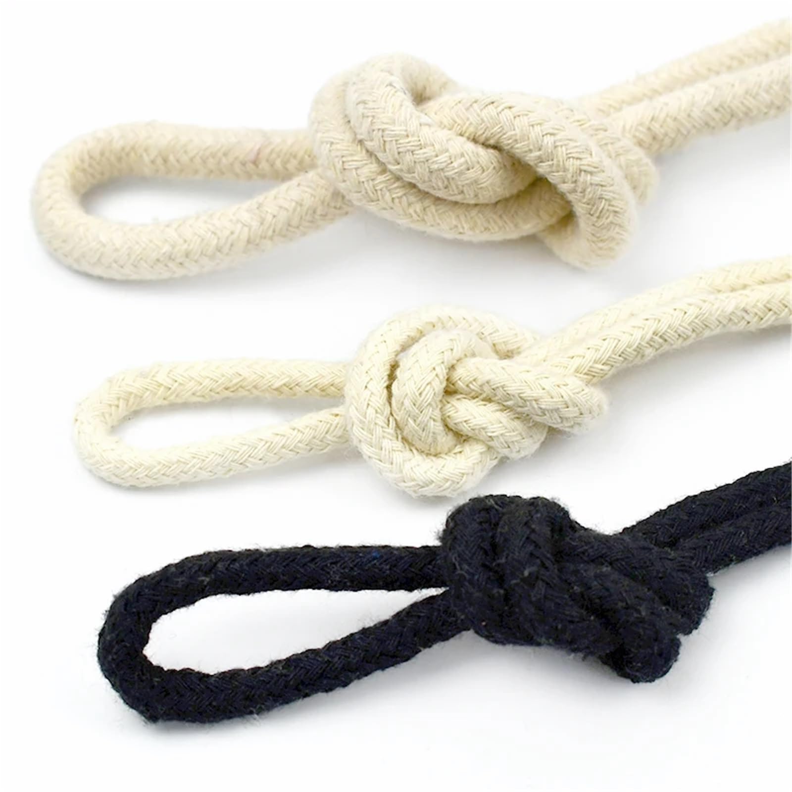 Bawełniany sznurek do makramy, Skręcony sznurek bawełniany 10M 4-10mm 16 pasm wielokolorowa makrama DIY | Beige-10mm