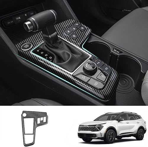 GZBFTDH Accesorios de fibra de carbono para KIA Sportage 2023 2024 – Panel de cambio de gas Consolas centrales botas de cambio pomos cubierta marco