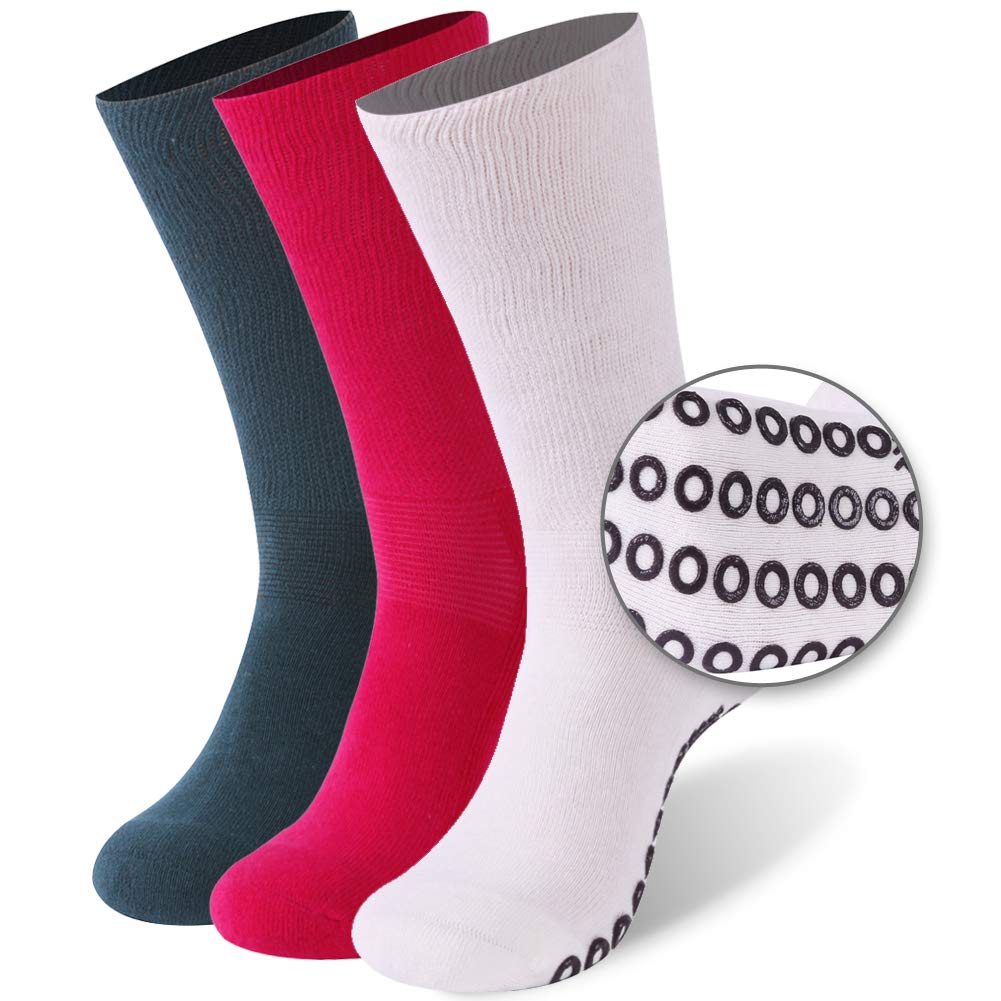 KitNSoxUnisex Diabetic Strider Socks, Moisture Wicking Non-Slip Casual Crew Socks for Men Women